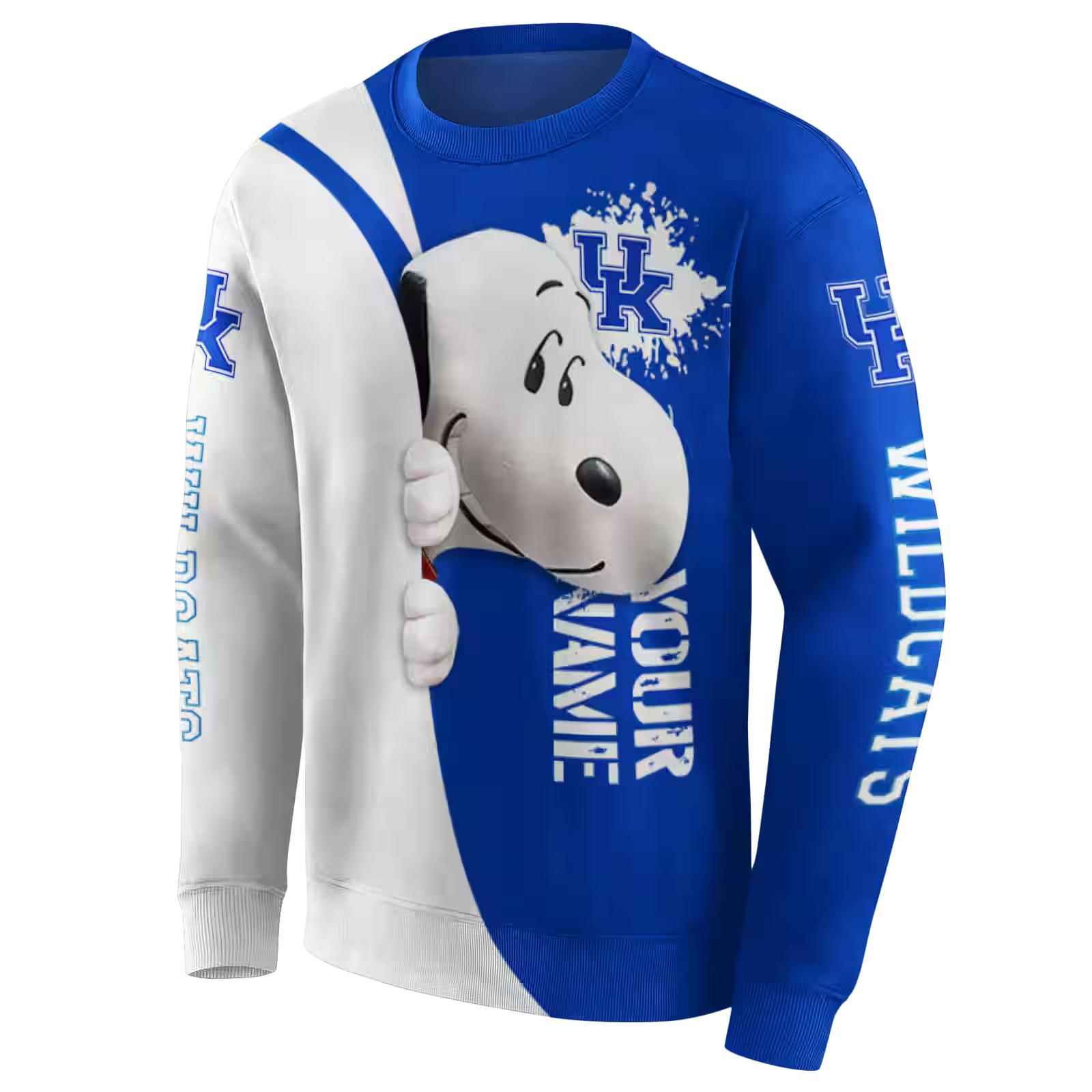 customized kentucky wildcats peeking snoopy blue hoodie new arrival