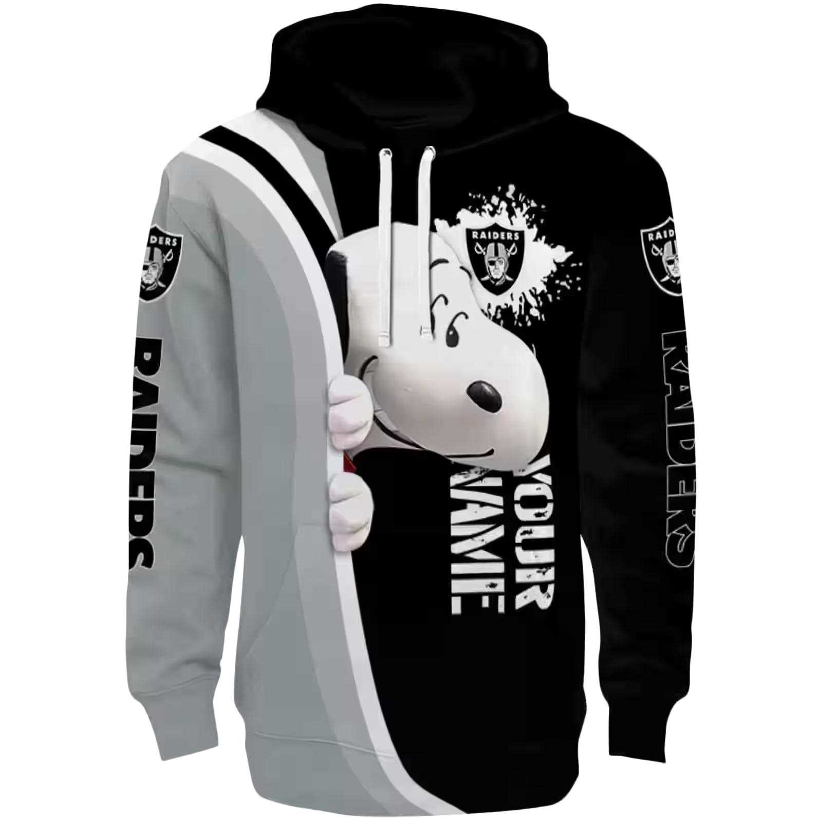 Customized Las Vegas Raiders Peeking Snoopy Black Hoodie