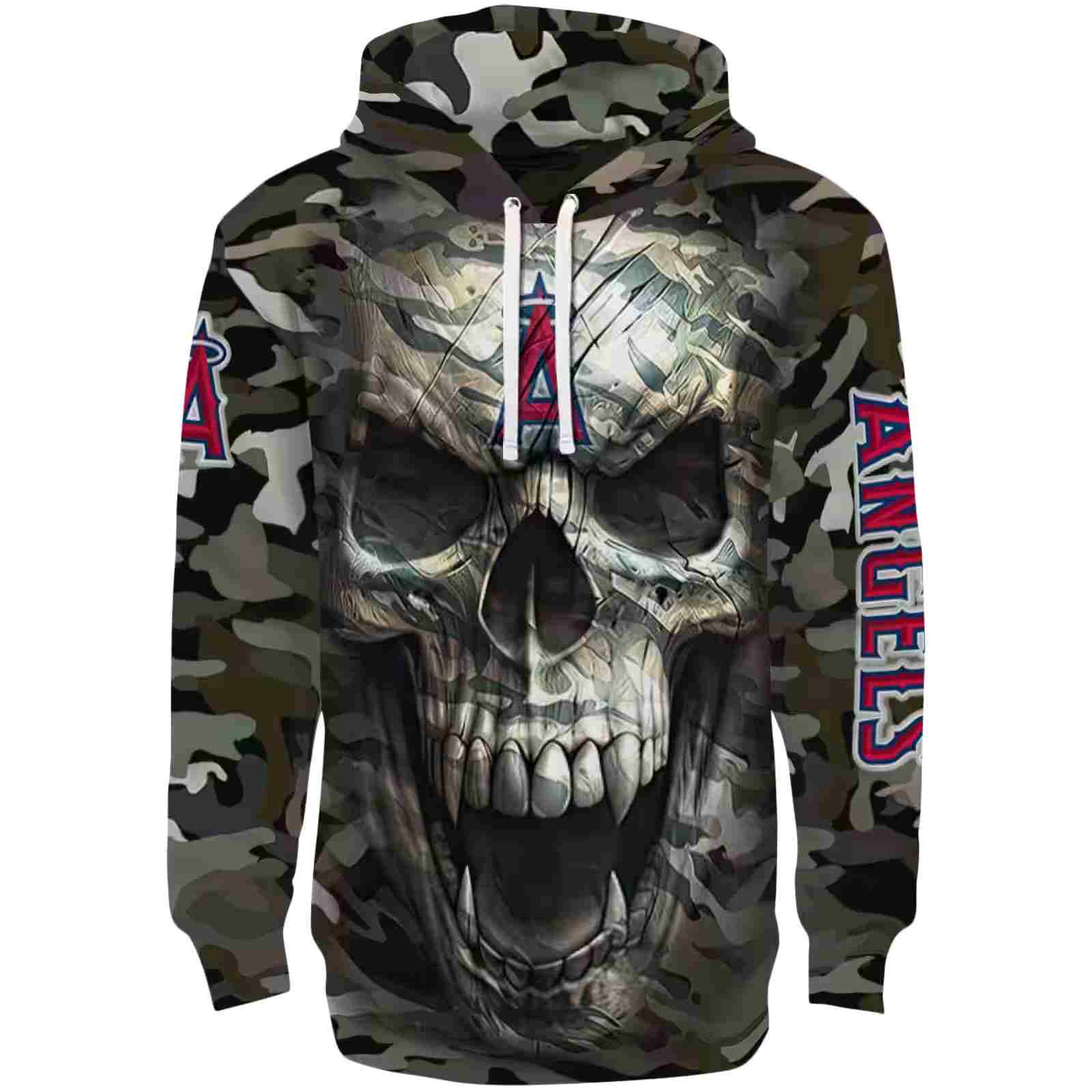 Customized Los Angeles Angels Camo Skull Hoodie