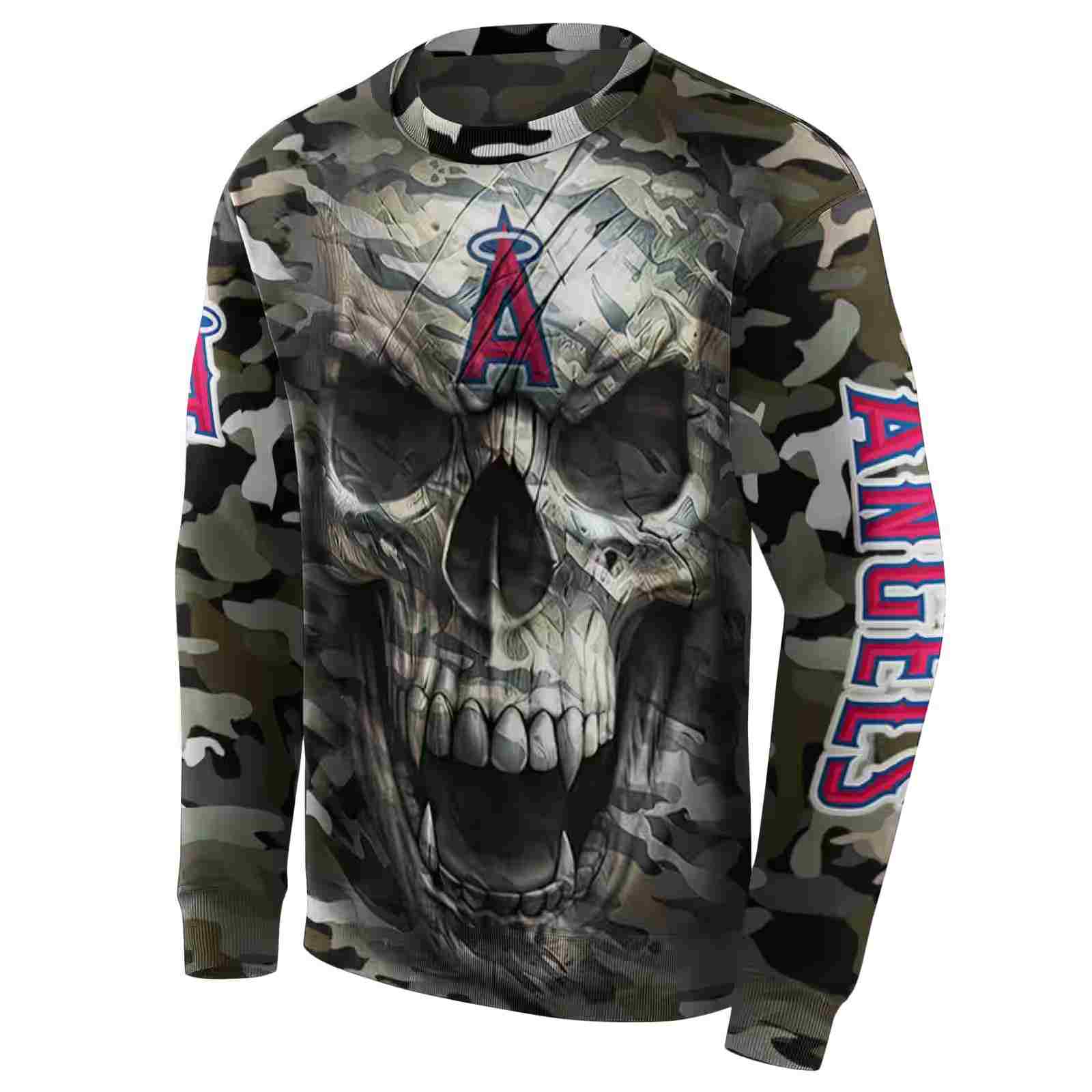 customized los angeles angels camo skull hoodie new arrival