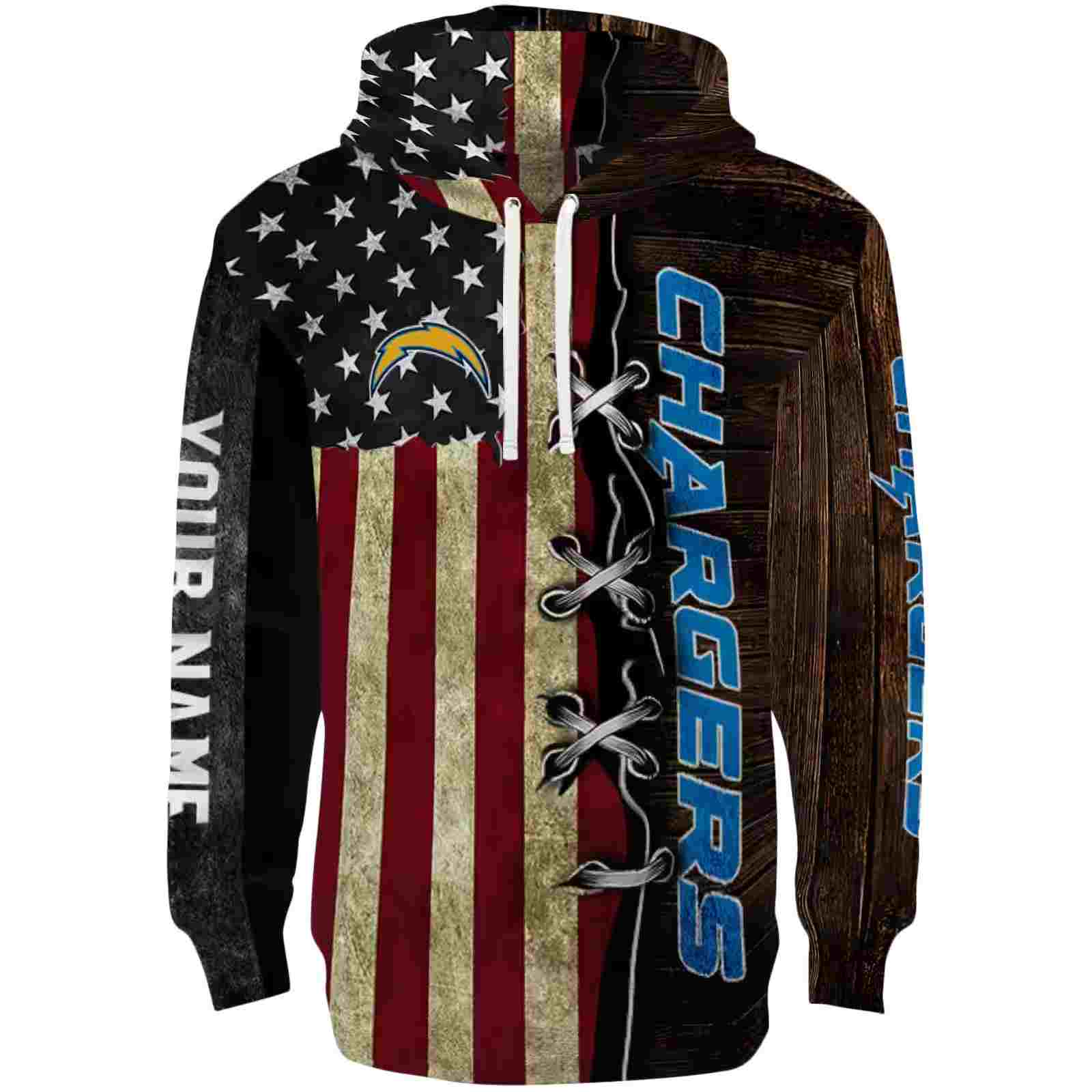 Customized Los Angeles Chargers American Pride Hoodie