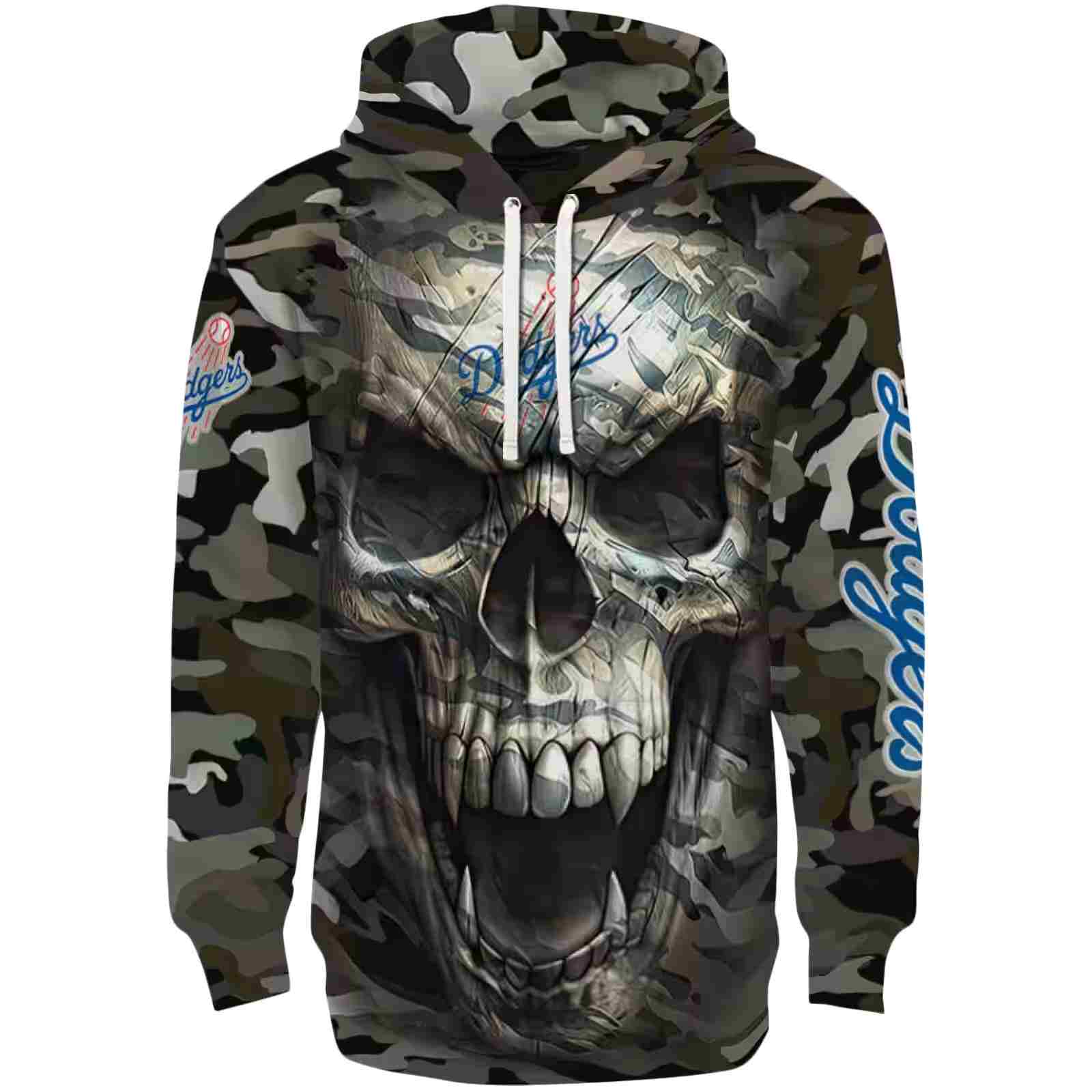 Customized Los Angeles Dodgers Camo Skull Hoodie