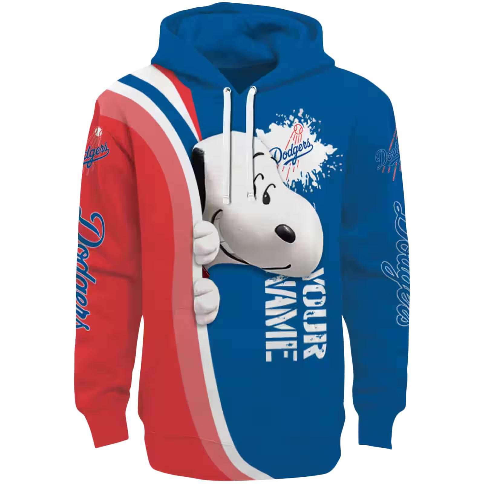 Customized Los Angeles Dodgers Peeking Snoopy Blue Hoodie