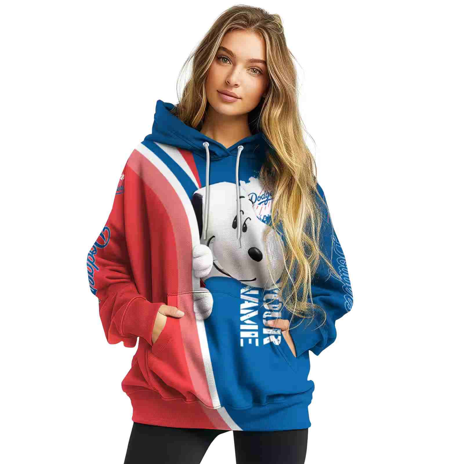 customized los angeles dodgers peeking snoopy blue hoodie high quality