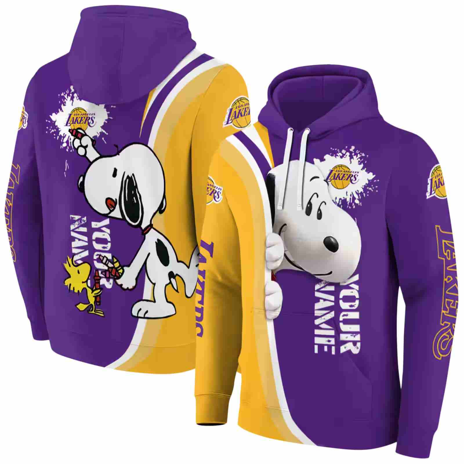 customized los angeles lakers peeking snoopy purple hoodie fashion forward