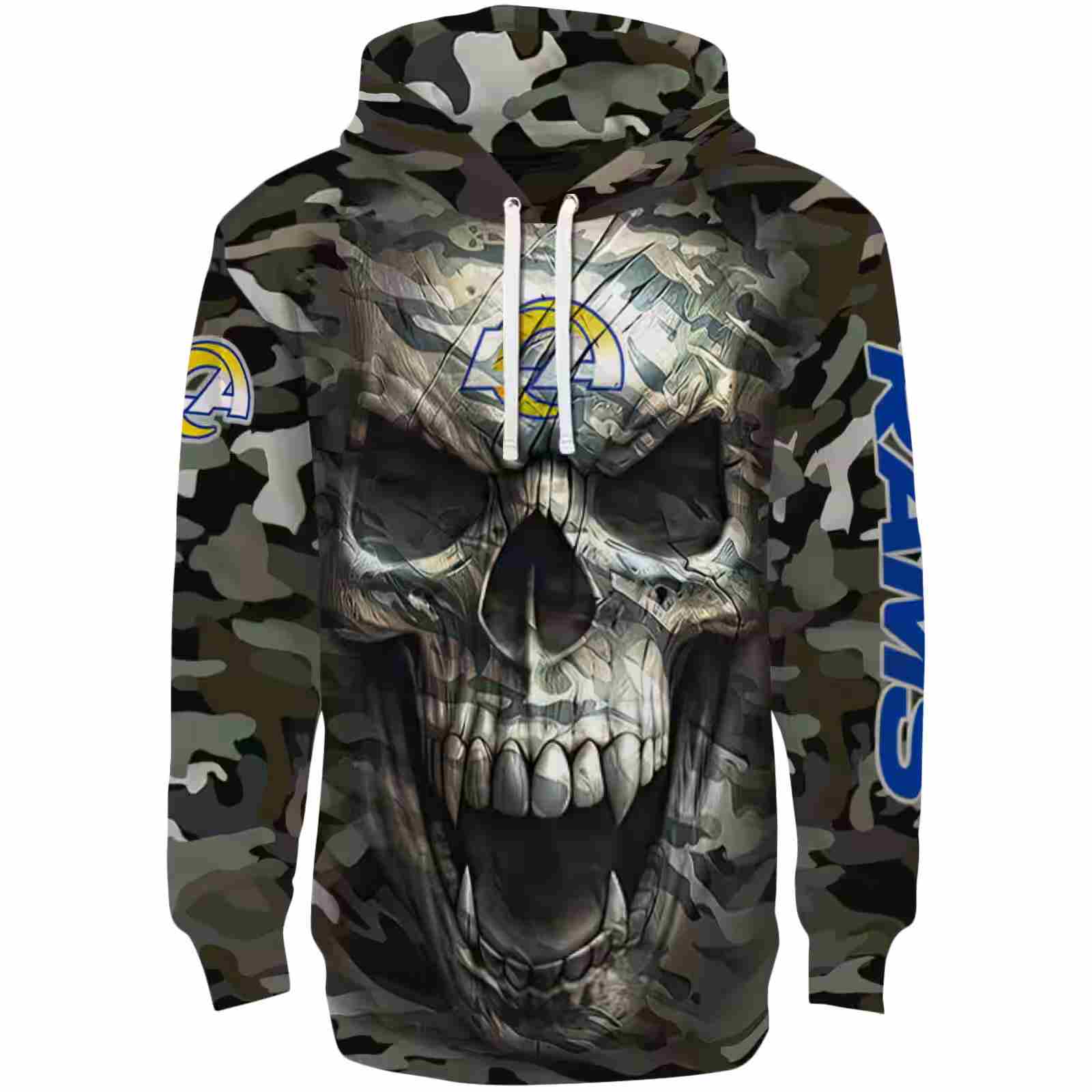 Customized Los Angeles Rams Camo Skull Hoodie