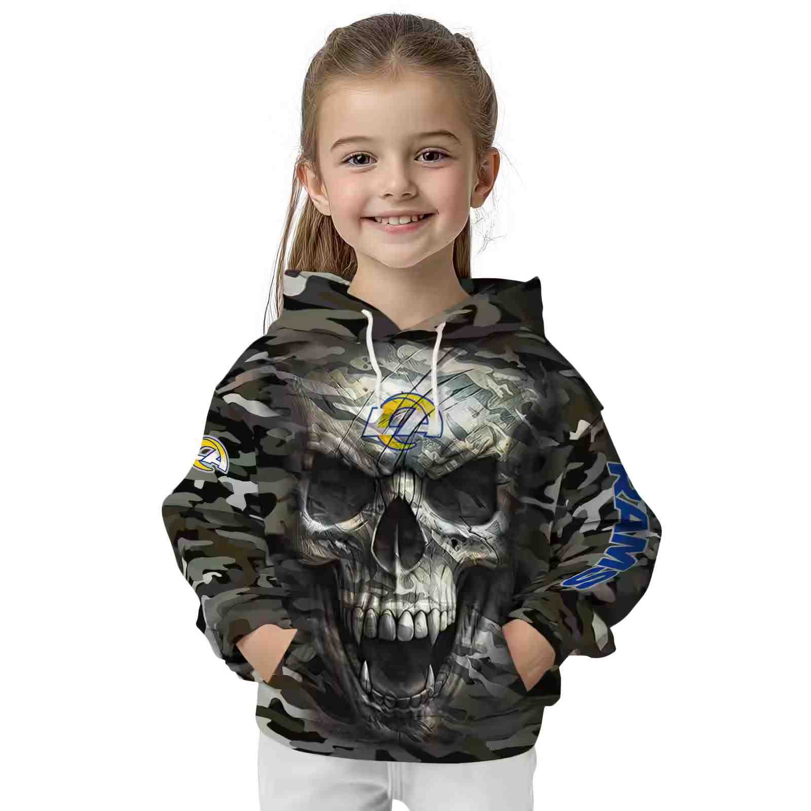 customized los angeles rams camo skull hoodie top rated