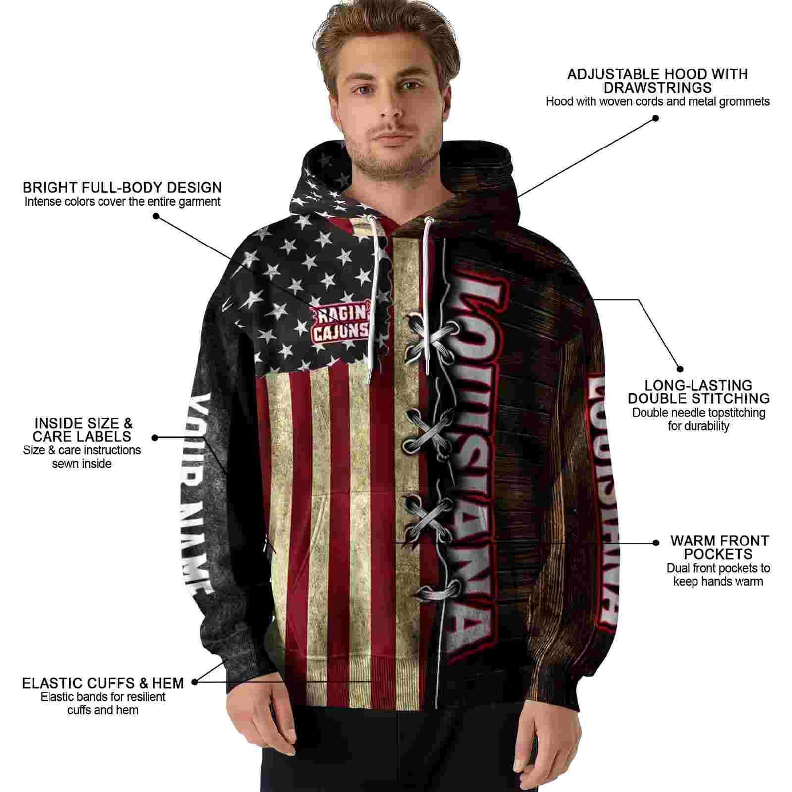 customized louisiana ragin cajuns american pride hoodie latest model