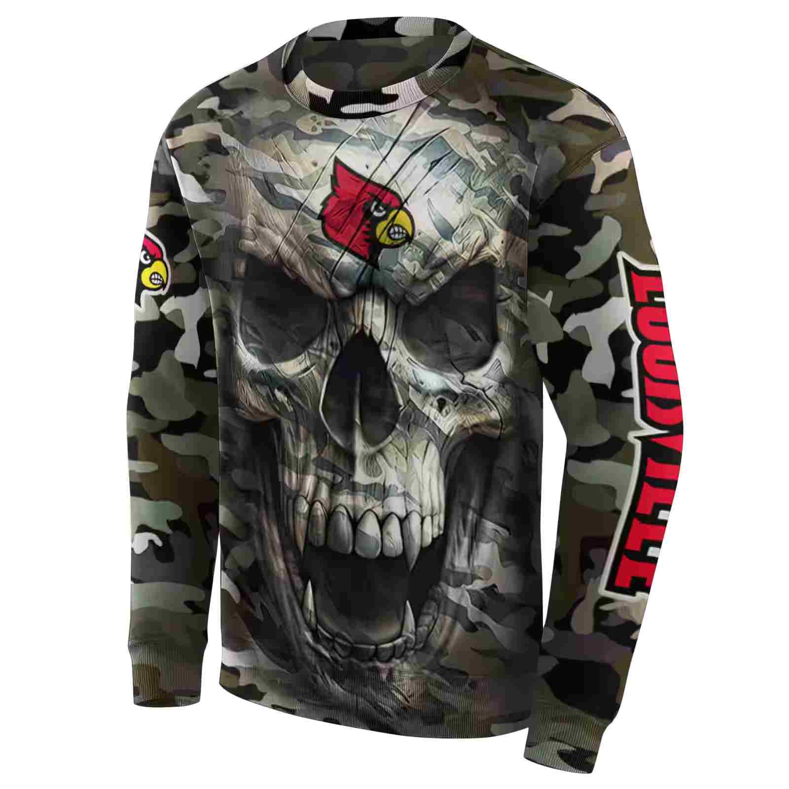 customized louisville cardinals camo skull hoodie new arrival