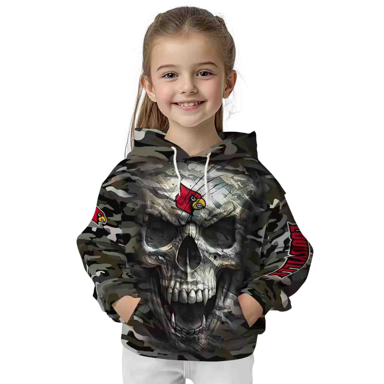 customized louisville cardinals camo skull hoodie top rated