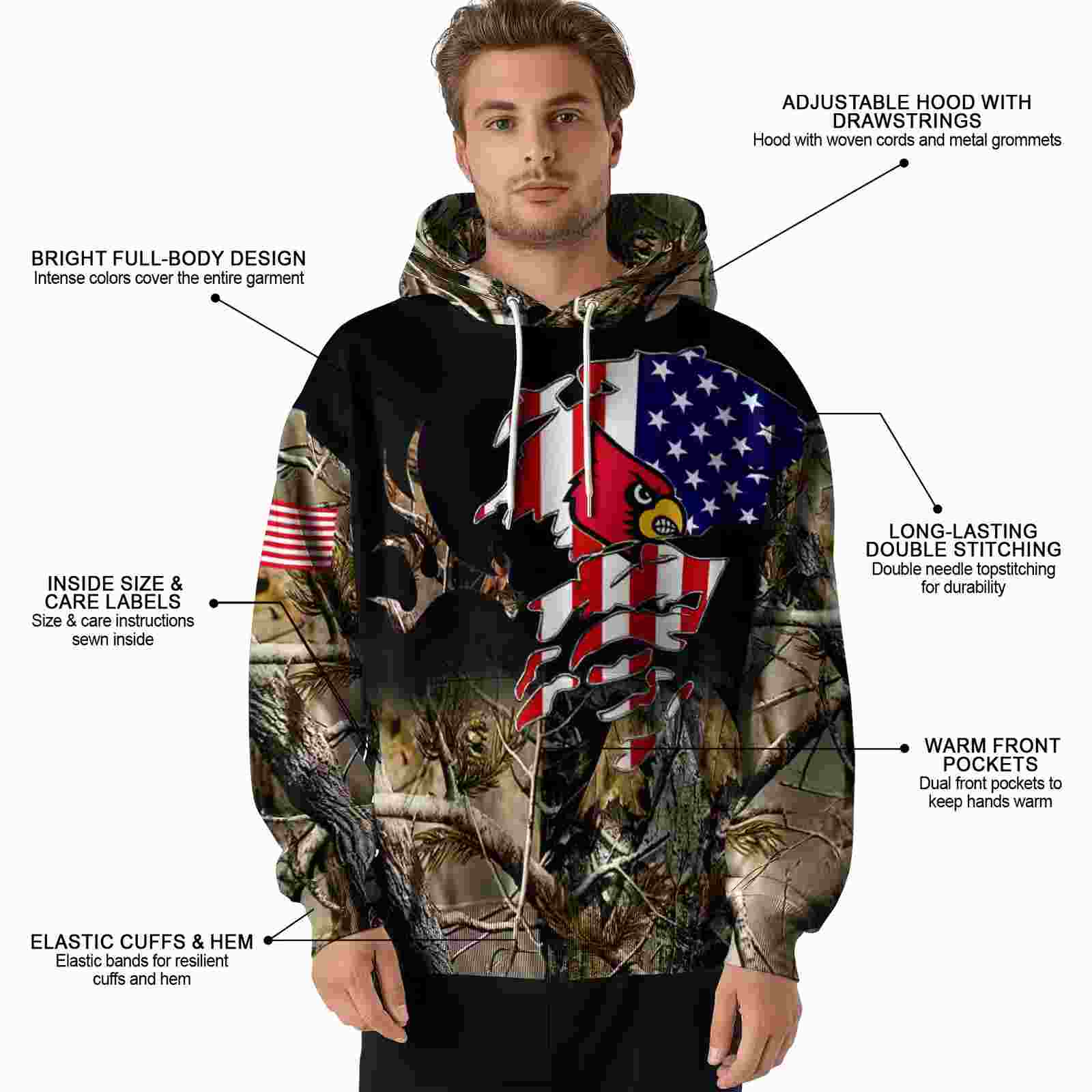 customized louisville cardinals tree camo hoodie latest model