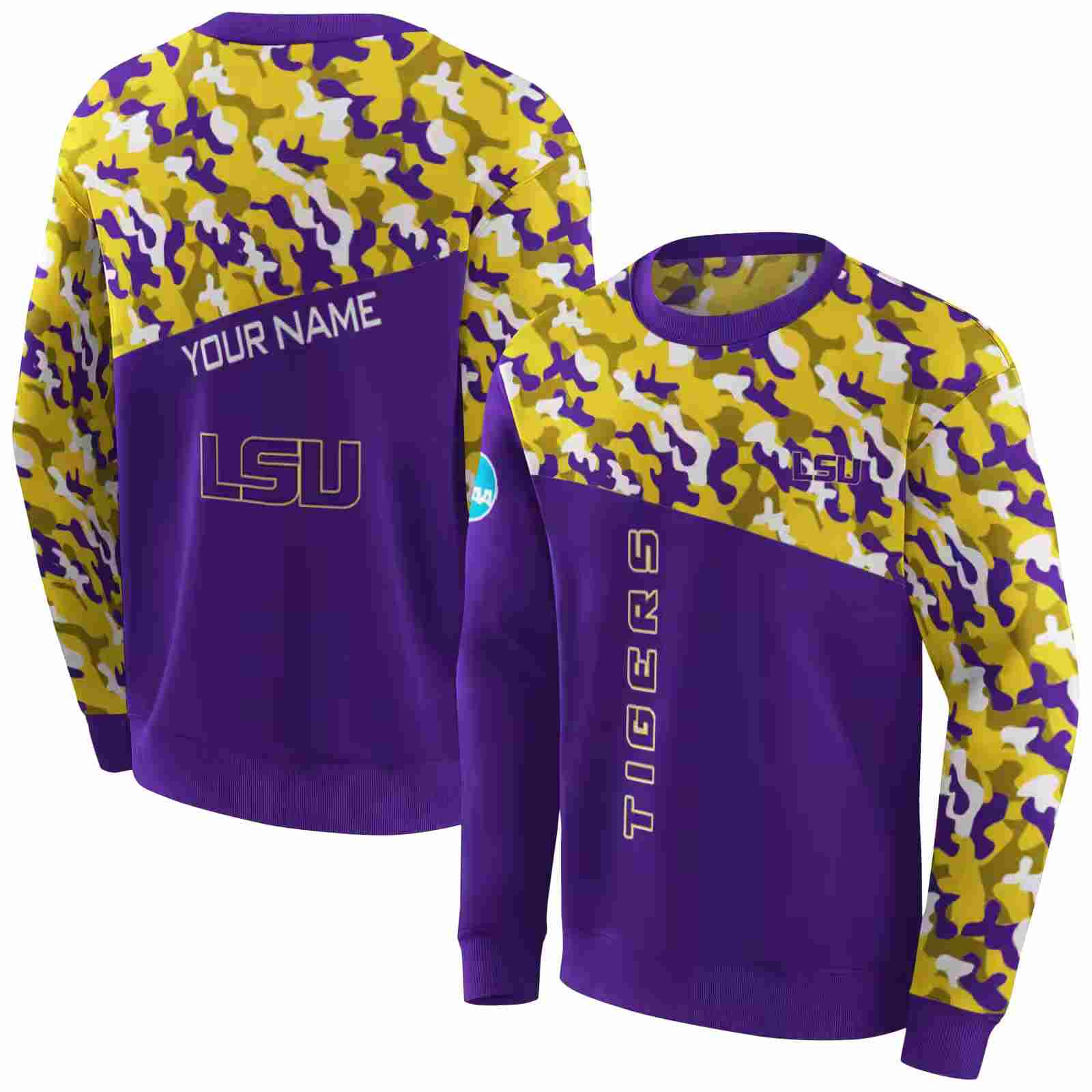 customized lsu tigers camo pattern purple hoodie premium grade