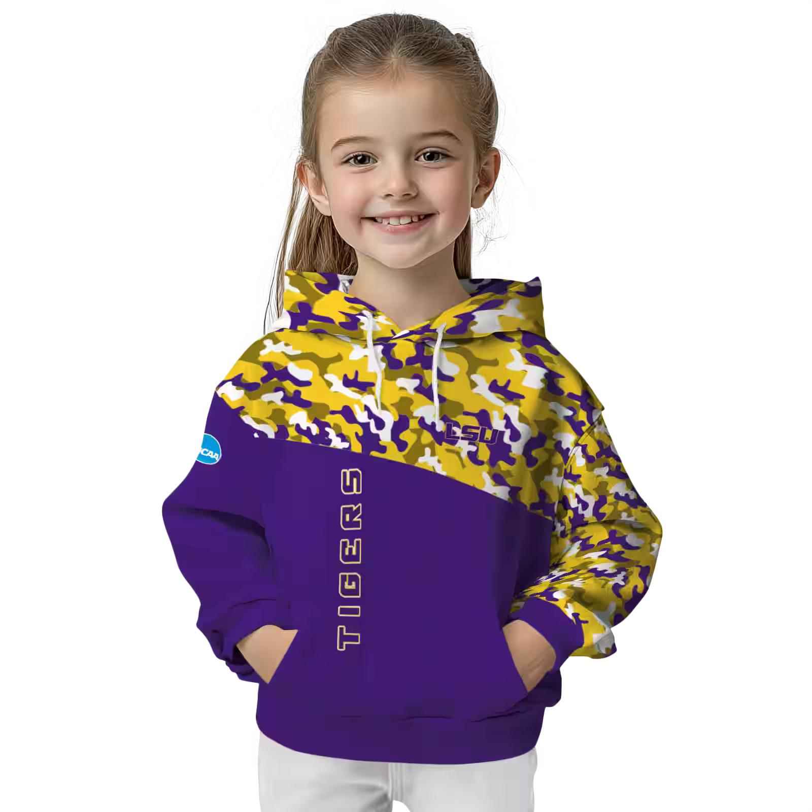 customized lsu tigers camo pattern purple hoodie top rated