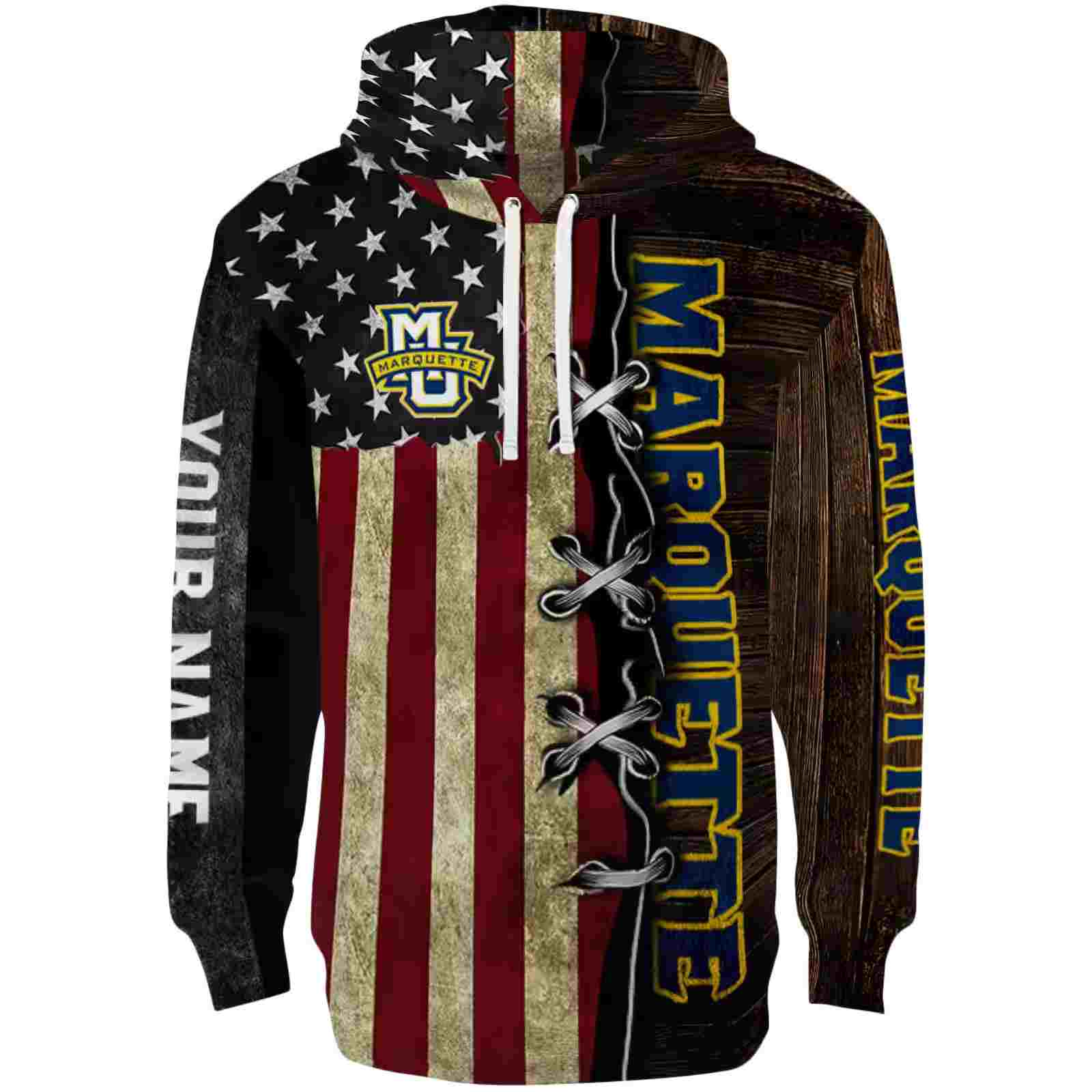 Customized Marquette Golden Eagles American Pride Hoodie