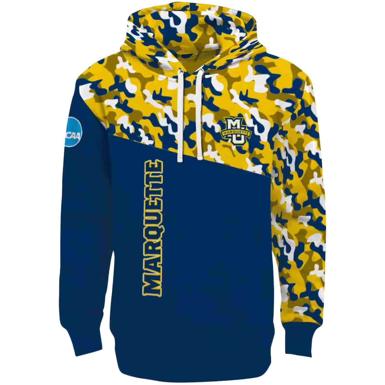 Customized Marquette Golden Eagles Camo Pattern Blue Hoodie