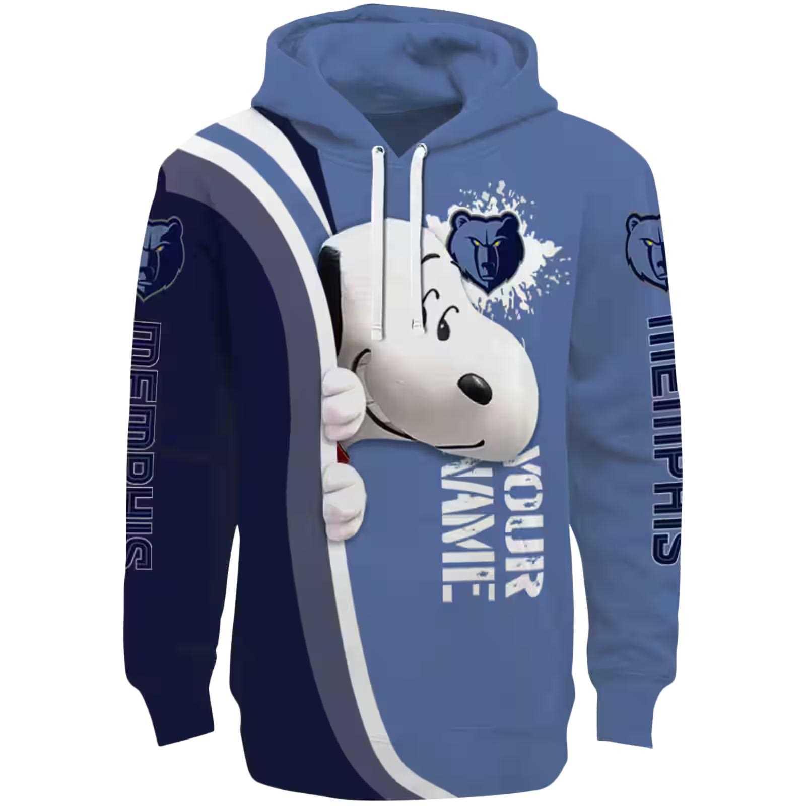 Customized Memphis Grizzlies Peeking Snoopy Blue Hoodie