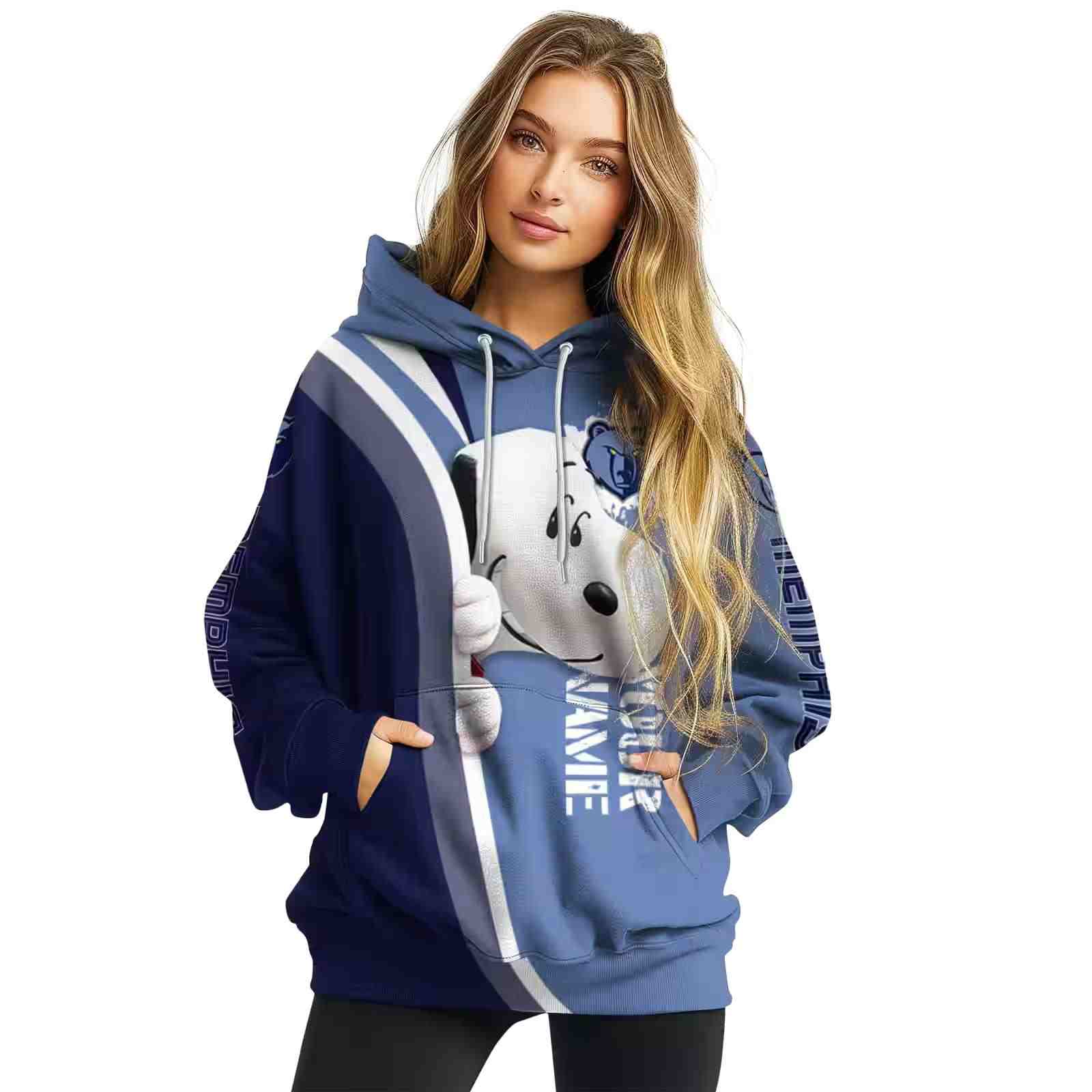 customized memphis grizzlies peeking snoopy blue hoodie high quality