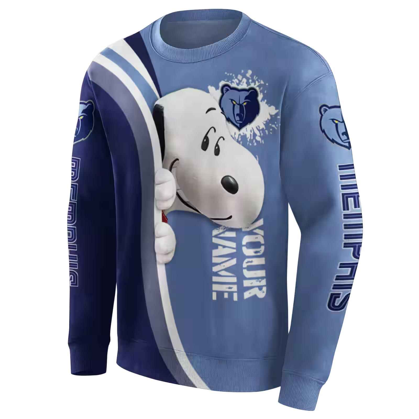 customized memphis grizzlies peeking snoopy blue hoodie new arrival