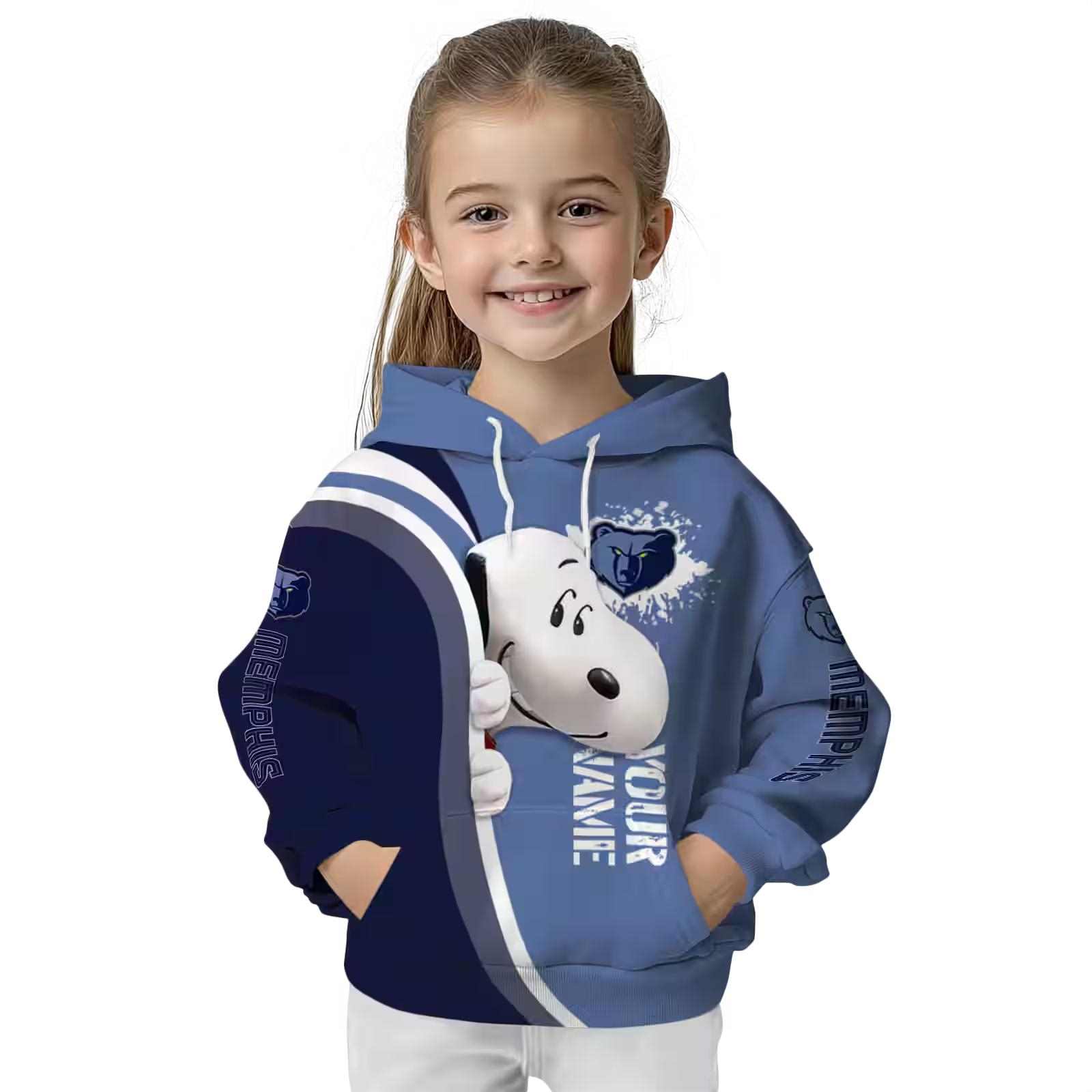 customized memphis grizzlies peeking snoopy blue hoodie top rated