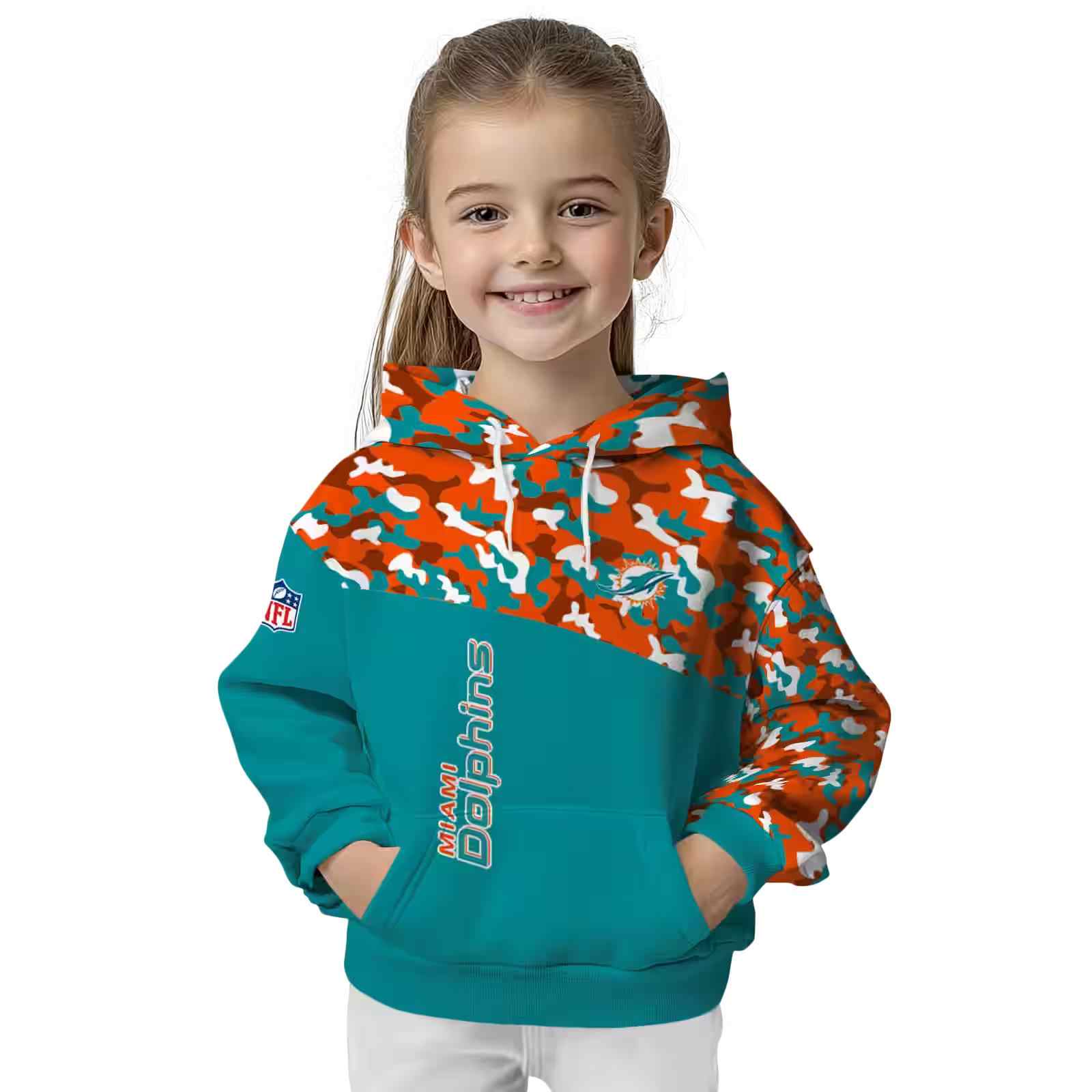 customized miami dolphins camo pattern aqua hoodie top rated