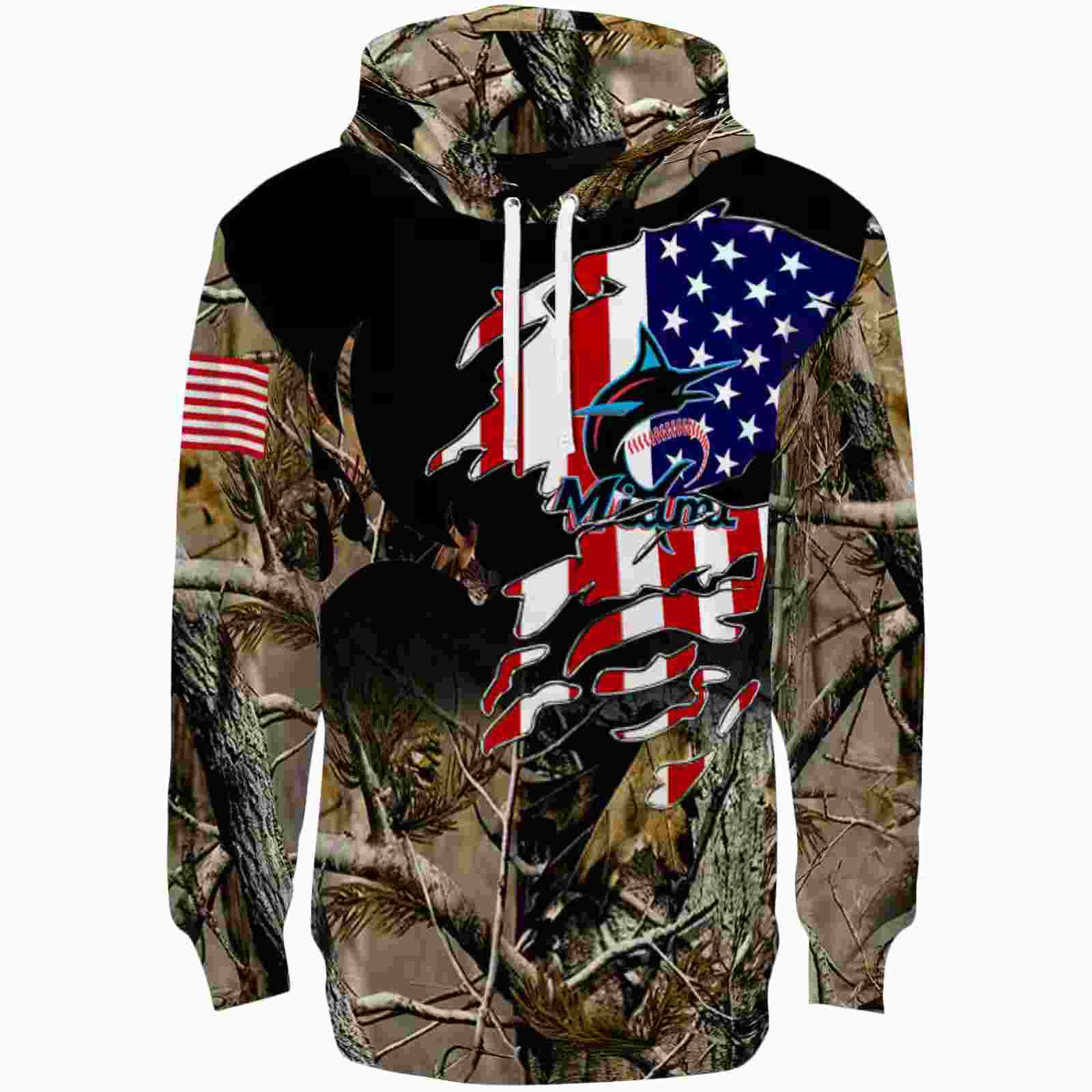 Customized Miami Marlins Tree Camo Hoodie