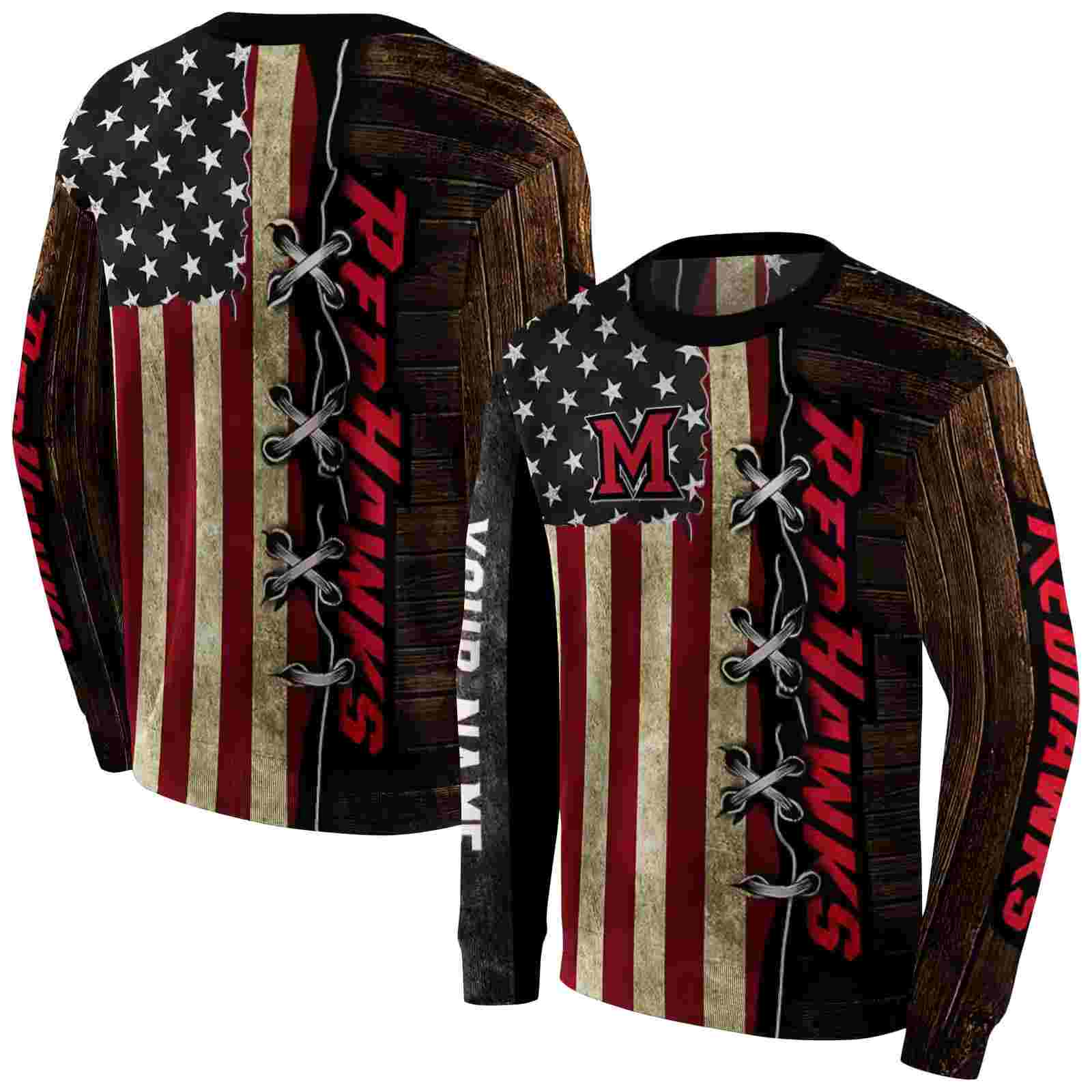 customized miami redhawks american pride hoodie premium grade