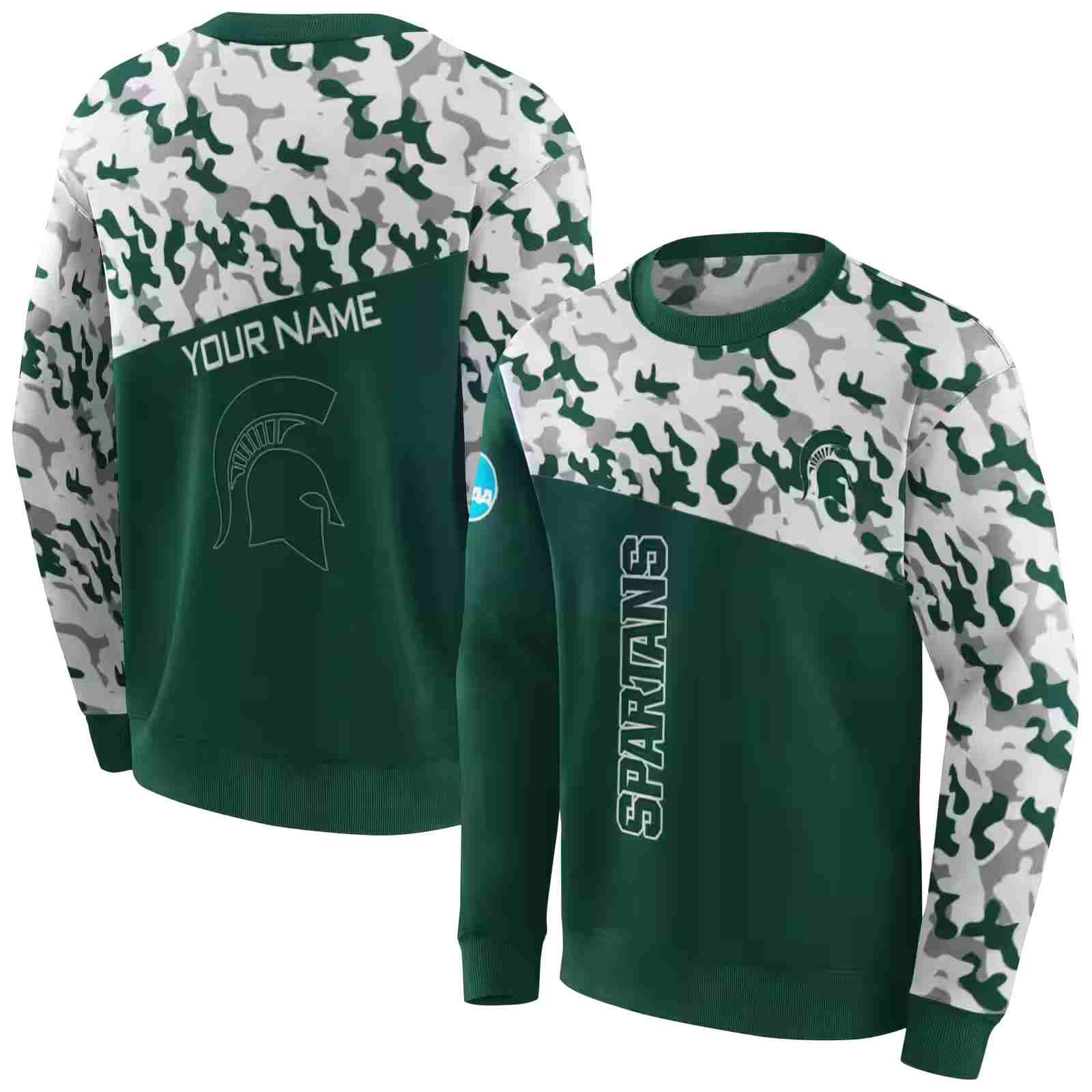 customized michigan state spartans camo pattern green hoodie premium grade