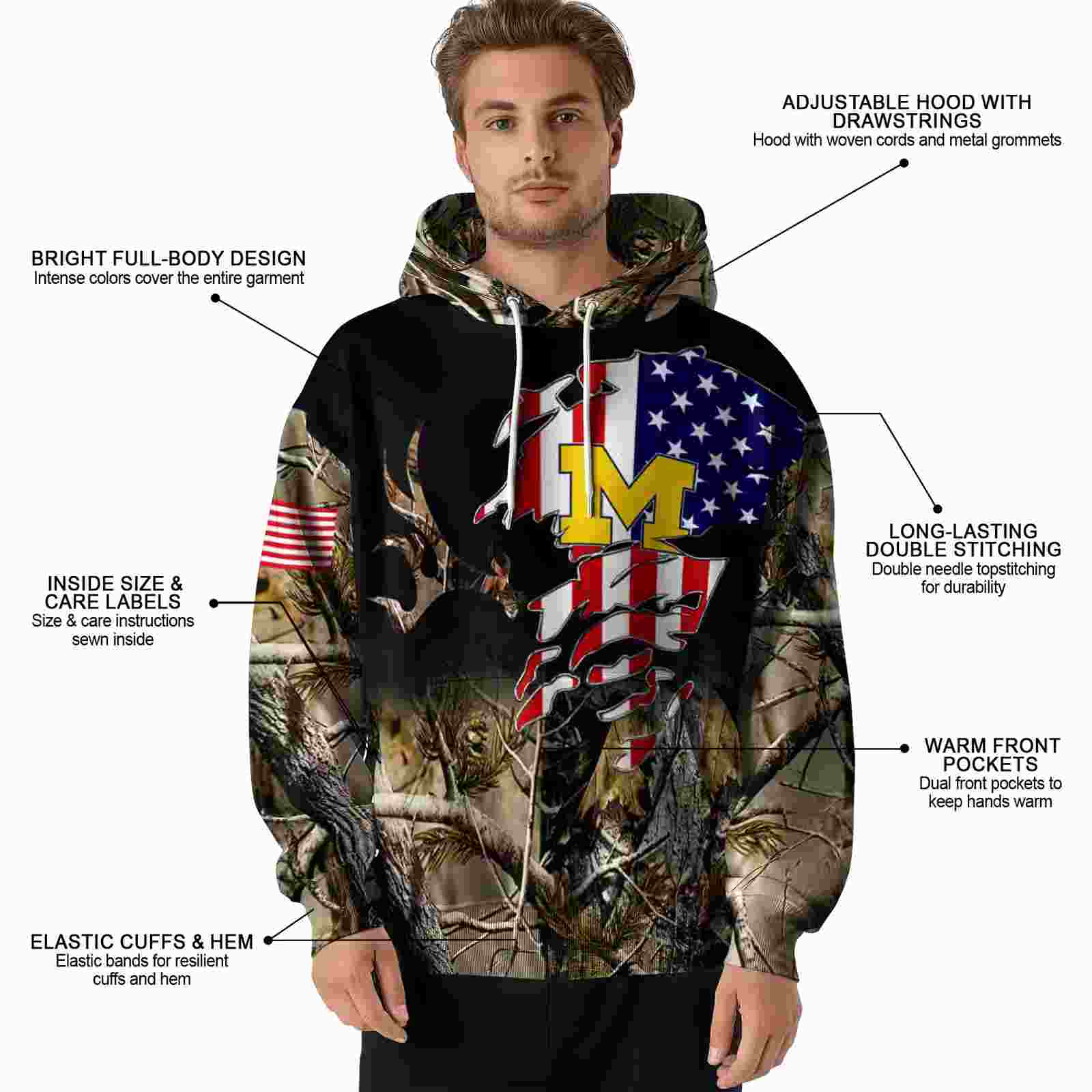 customized michigan wolverines tree camo hoodie latest model