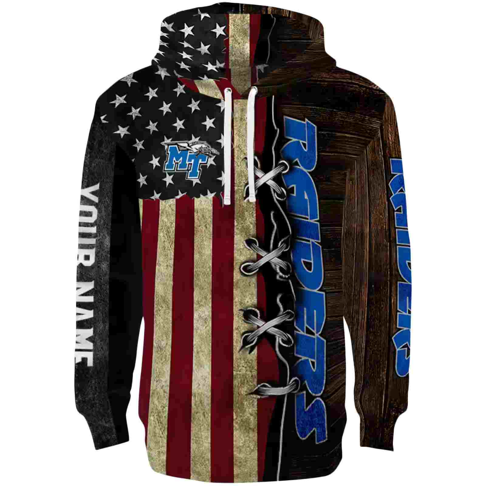 Customized Middle Tennessee Blue Raiders American Pride Hoodie