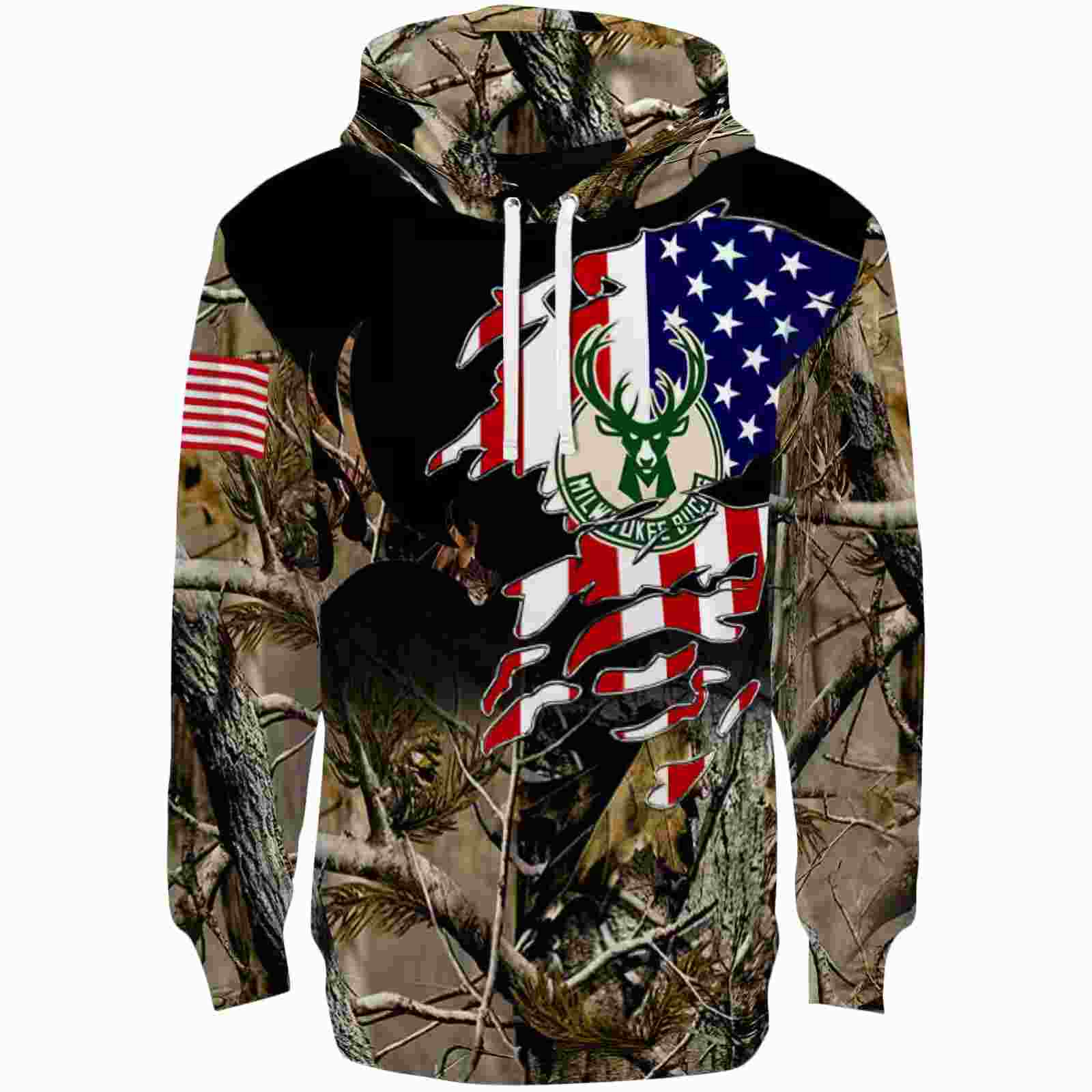 Customized Milwaukee Bucks Tree Camo Hoodie