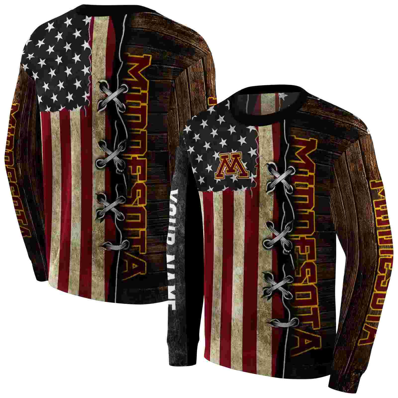 customized minnesota golden gophers american pride hoodie premium grade