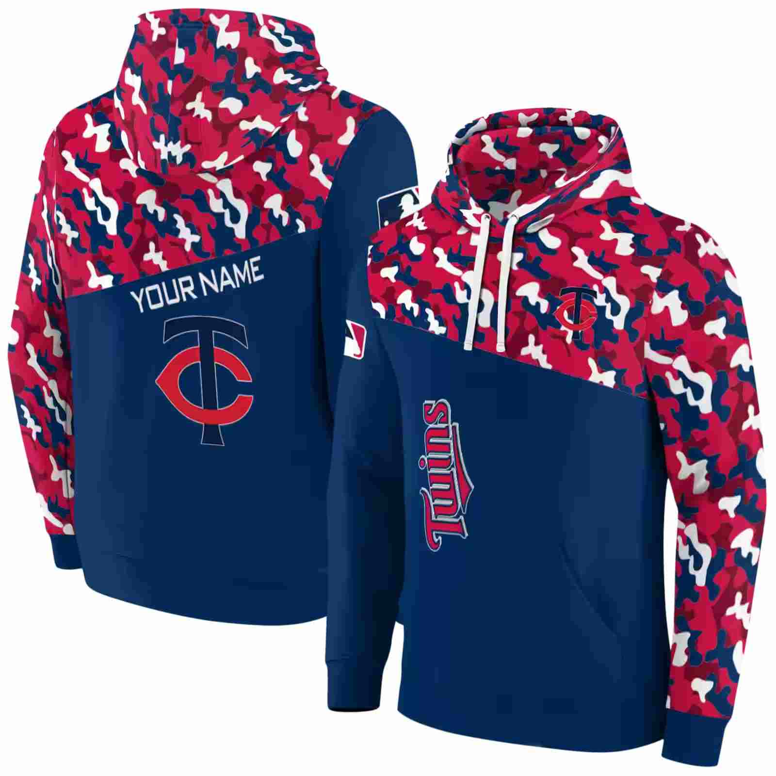 customized minnesota twins camo pattern navy hoodie fashion forward