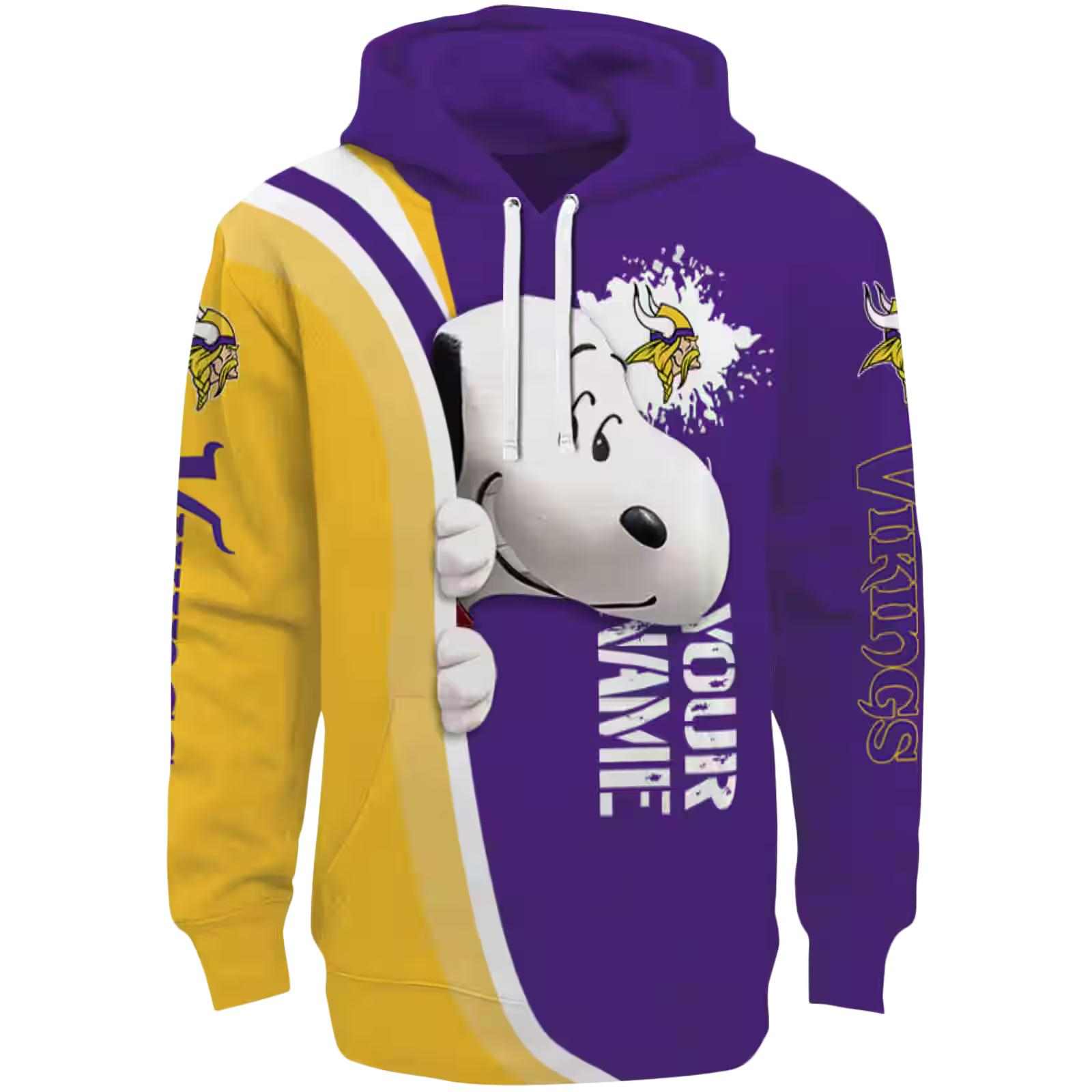 Customized Minnesota Vikings Peeking Snoopy Purple Hoodie