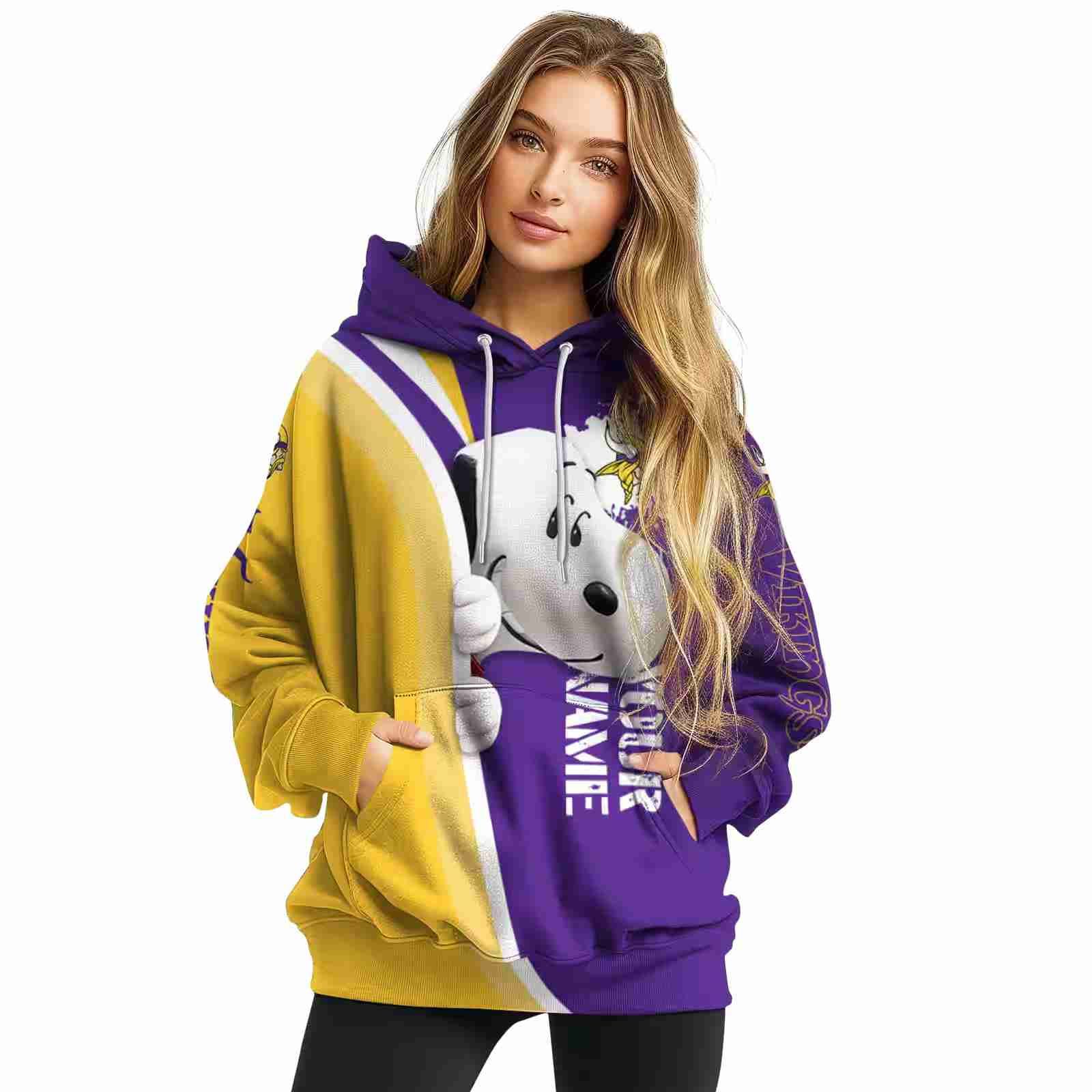 customized minnesota vikings peeking snoopy purple hoodie high quality