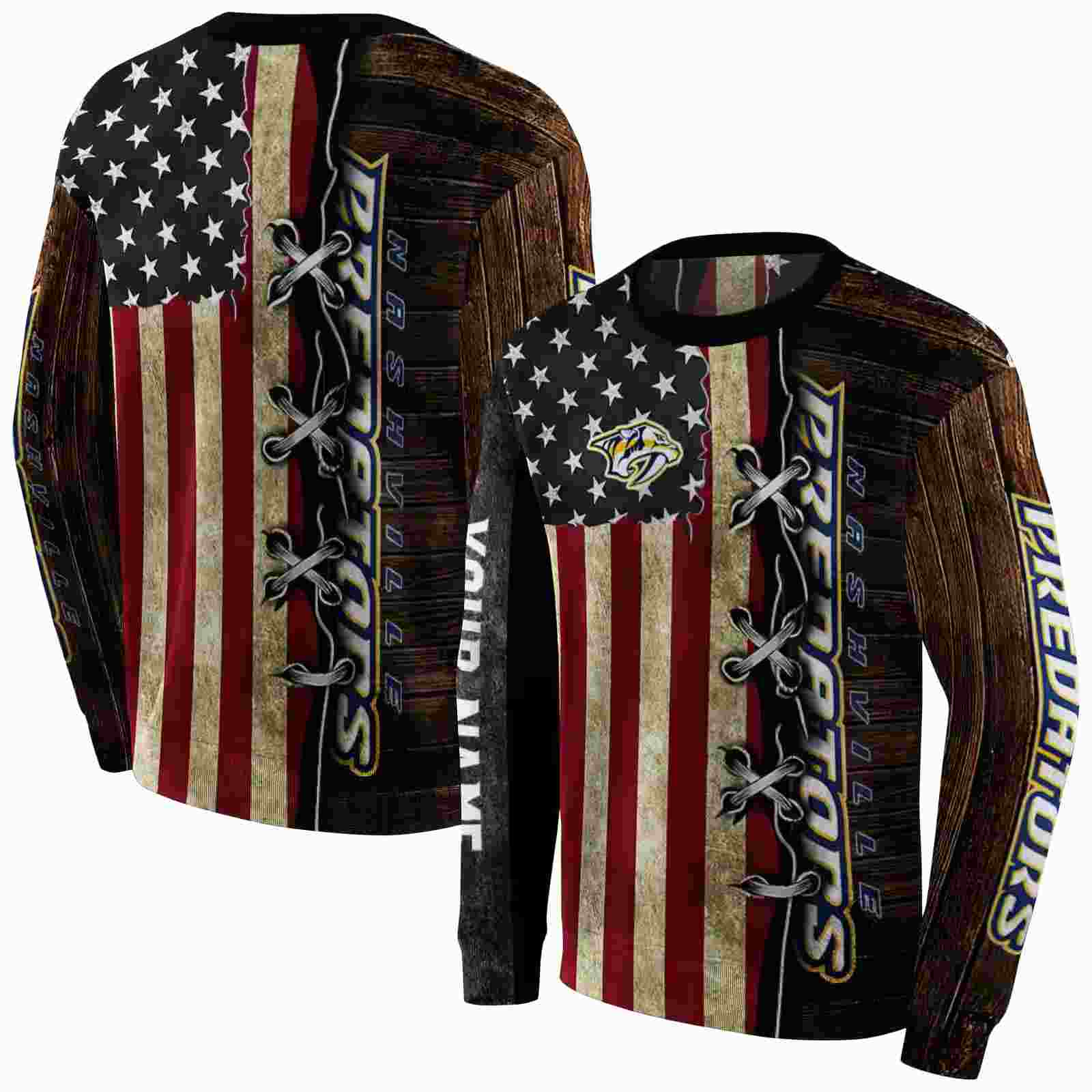 customized nashville predators american pride hoodie premium grade