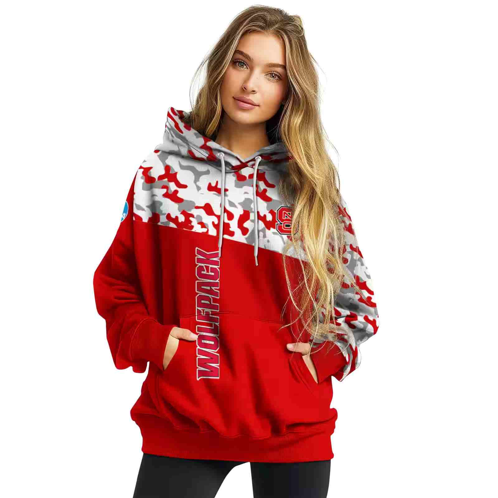 customized nc state wolfpack camo pattern red hoodie high quality