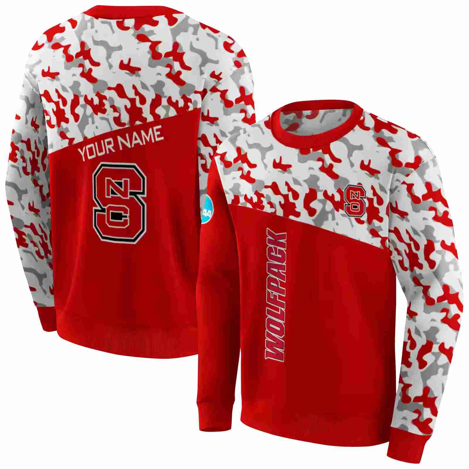 customized nc state wolfpack camo pattern red hoodie premium grade