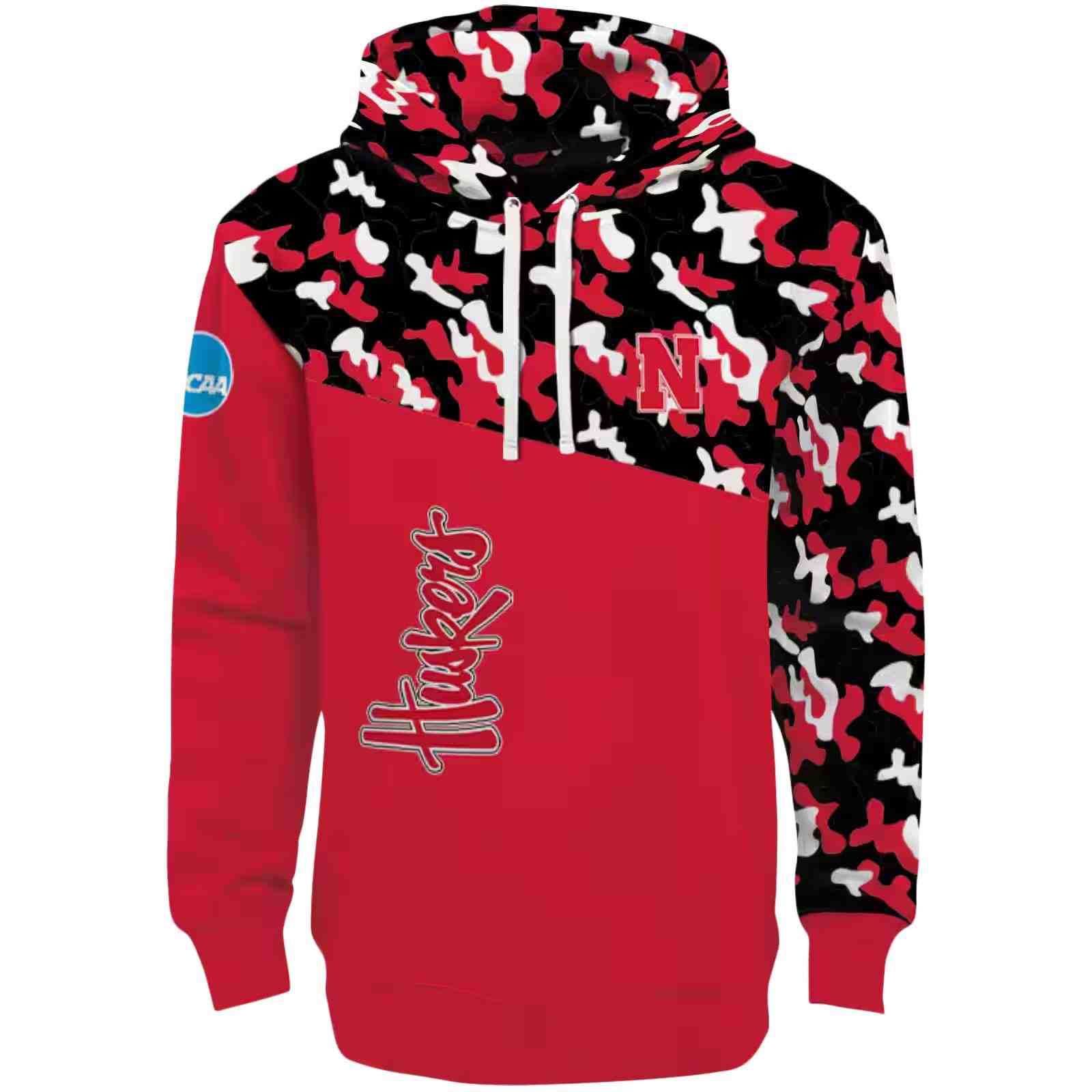 Customized Nebraska Cornhuskers Camo Pattern Red Hoodie