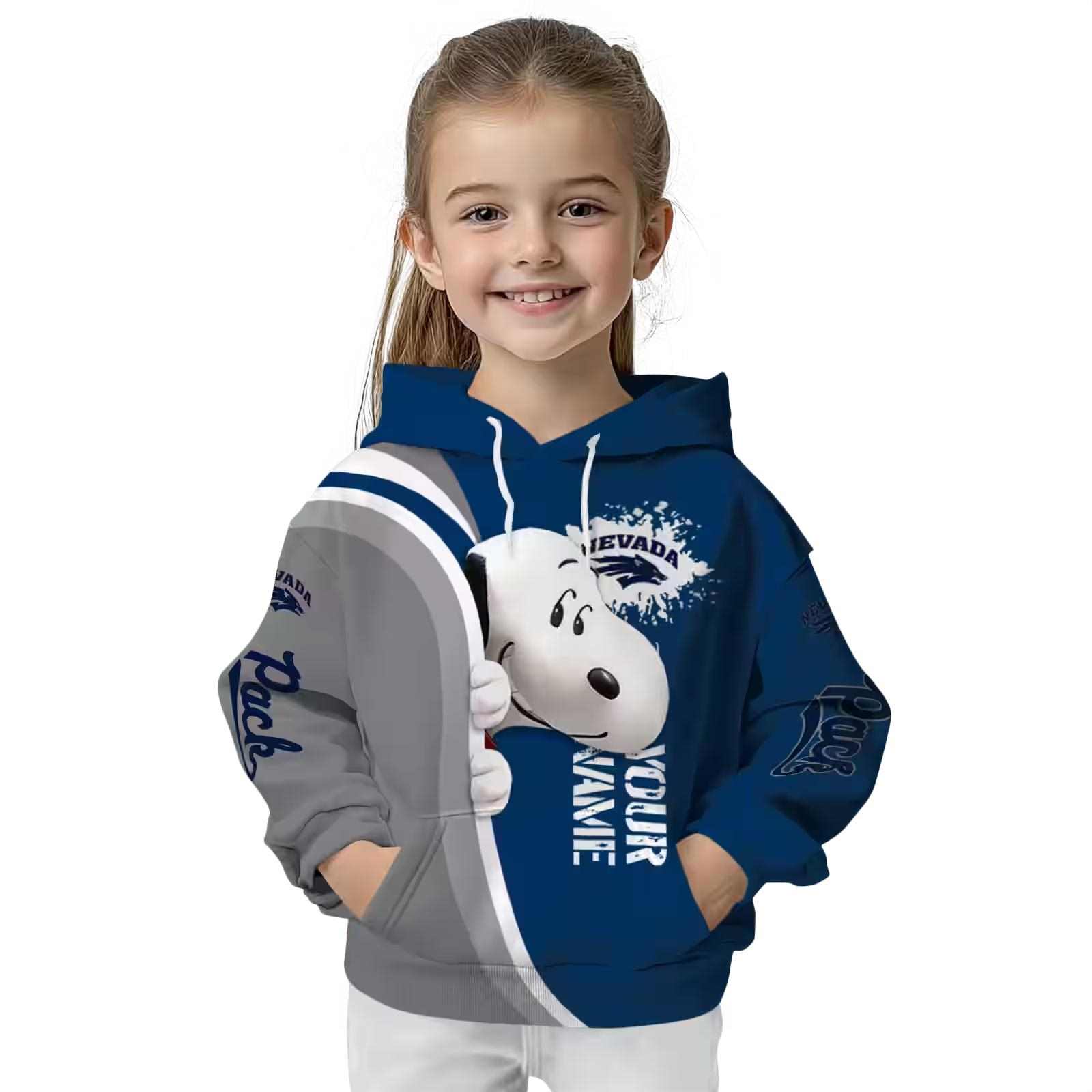 customized nevada wolf pack peeking snoopy blue hoodie top rated