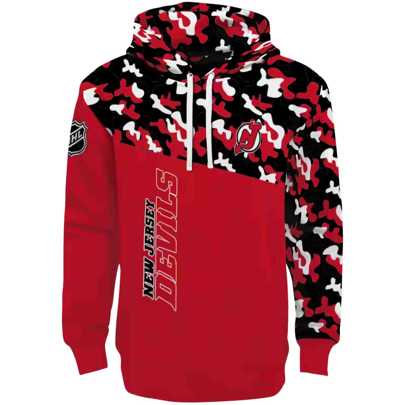 Customized New Jersey Devils Camo Pattern Red Hoodie