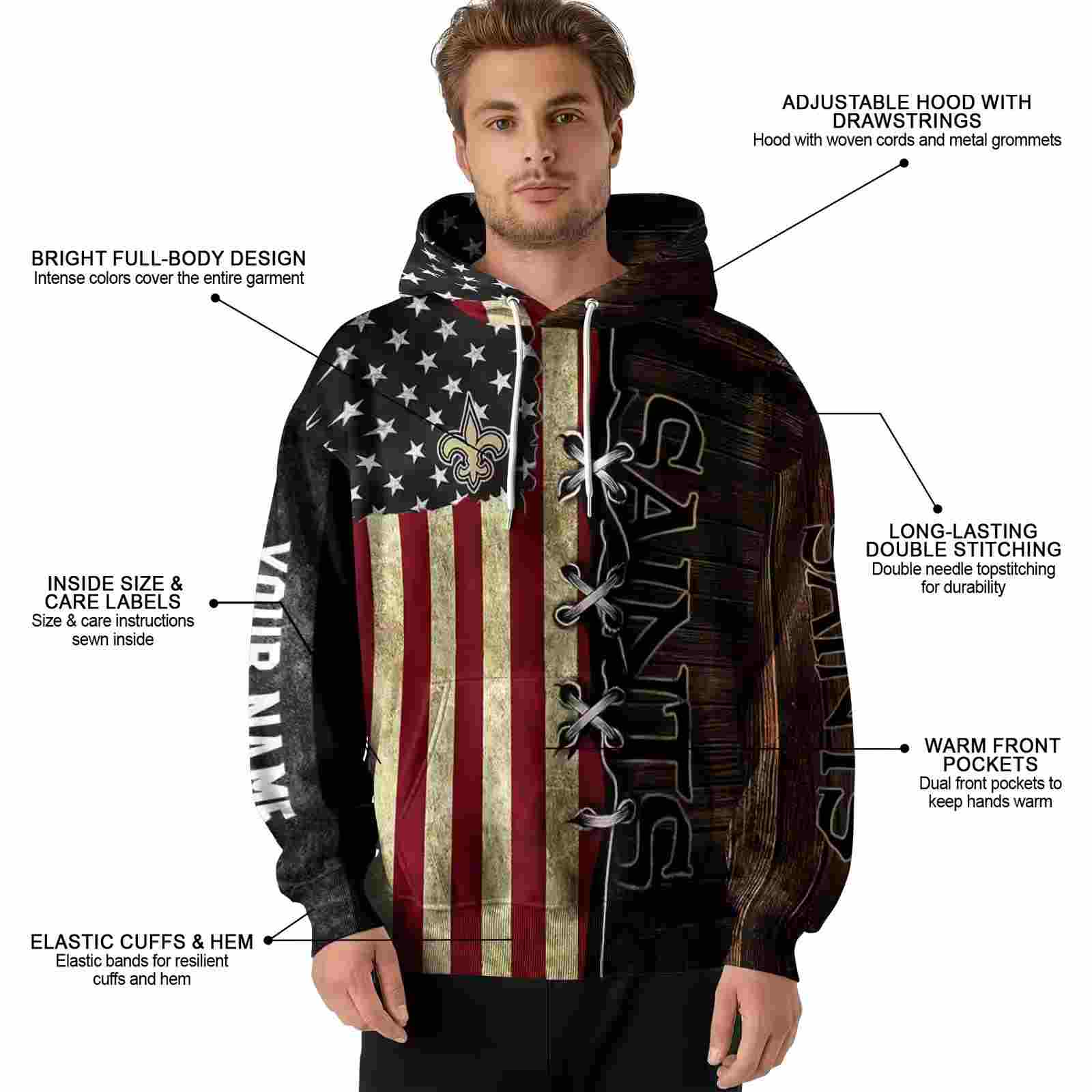 customized new orleans saints american pride hoodie latest model