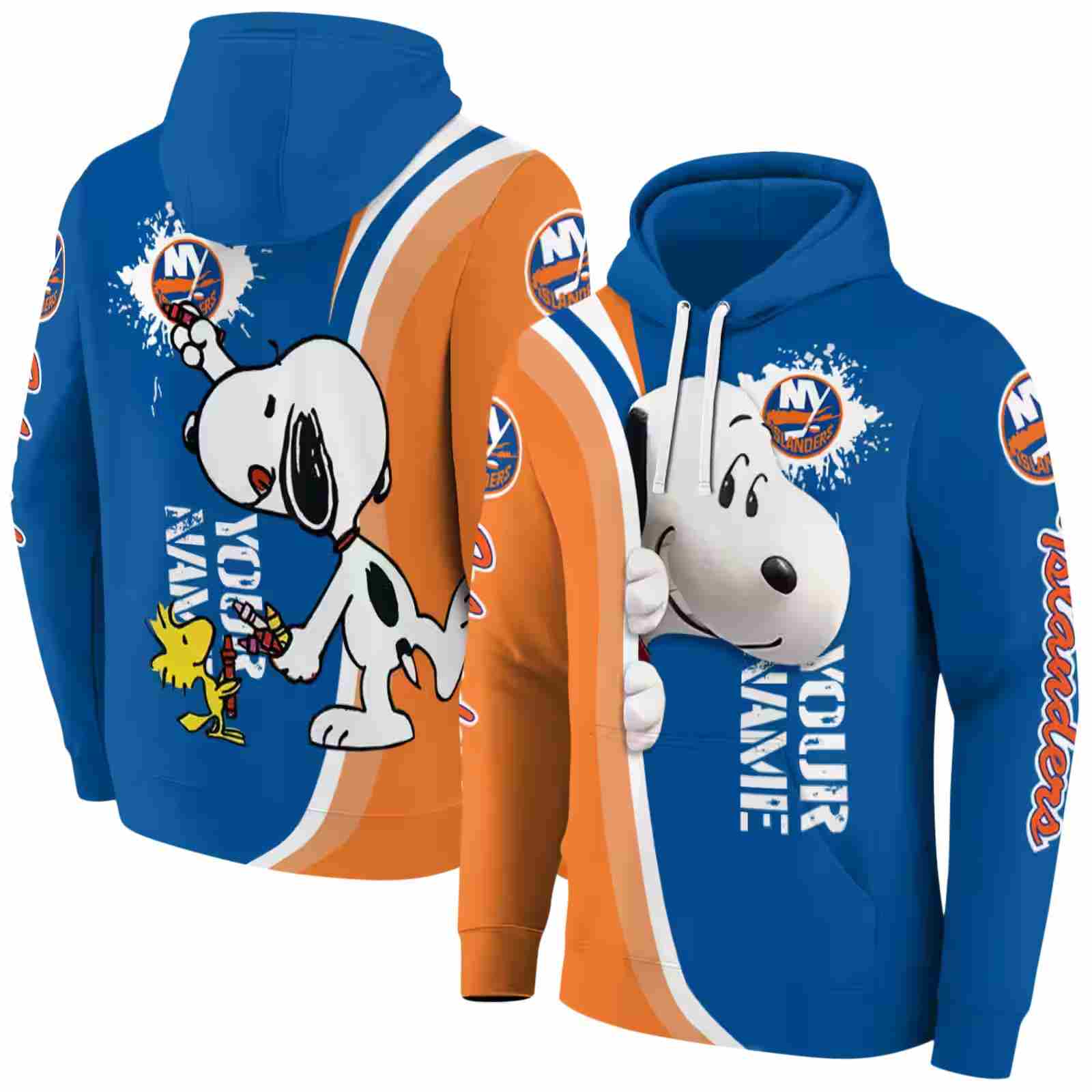 customized new york islanders peeking snoopy blue hoodie fashion forward