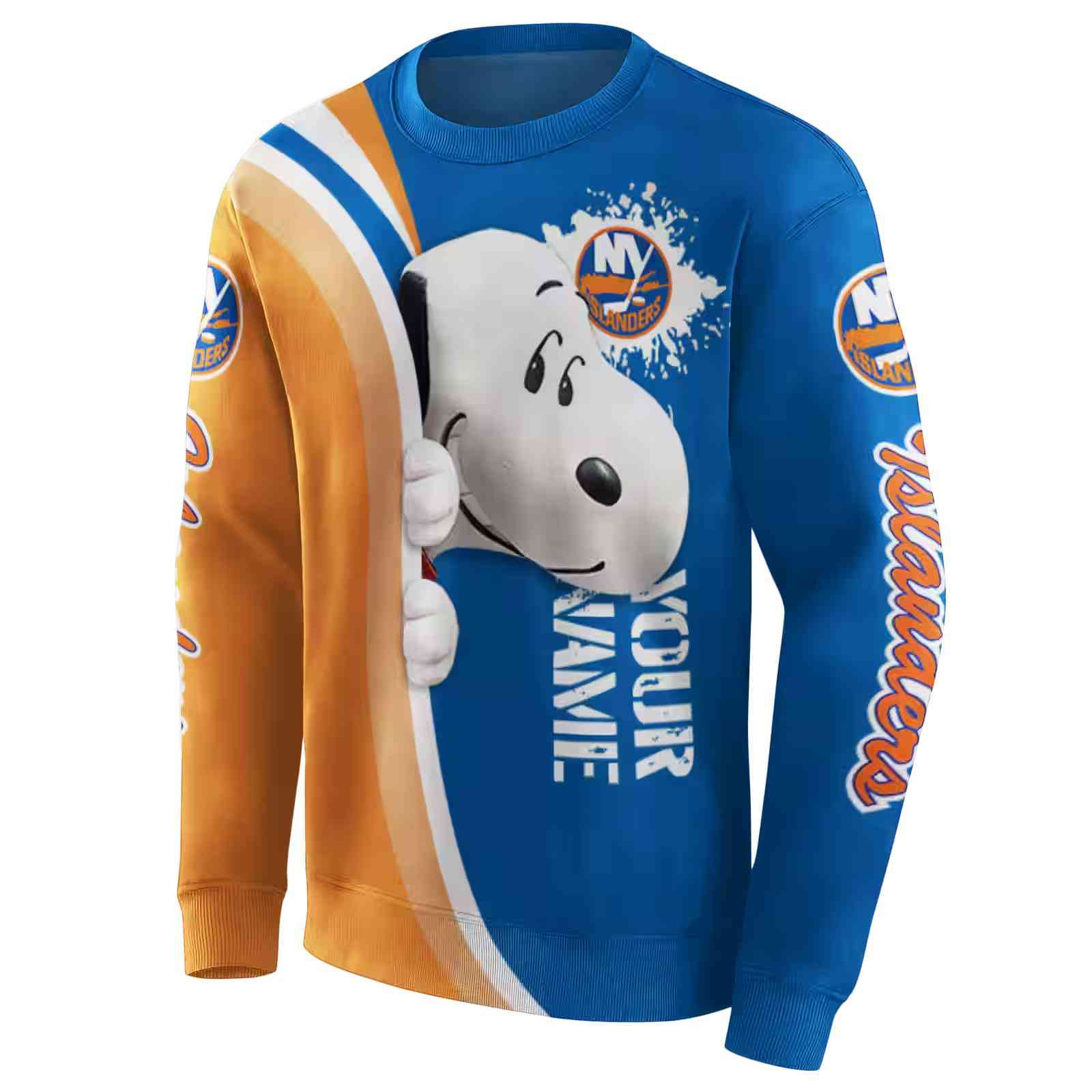 customized new york islanders peeking snoopy blue hoodie new arrival