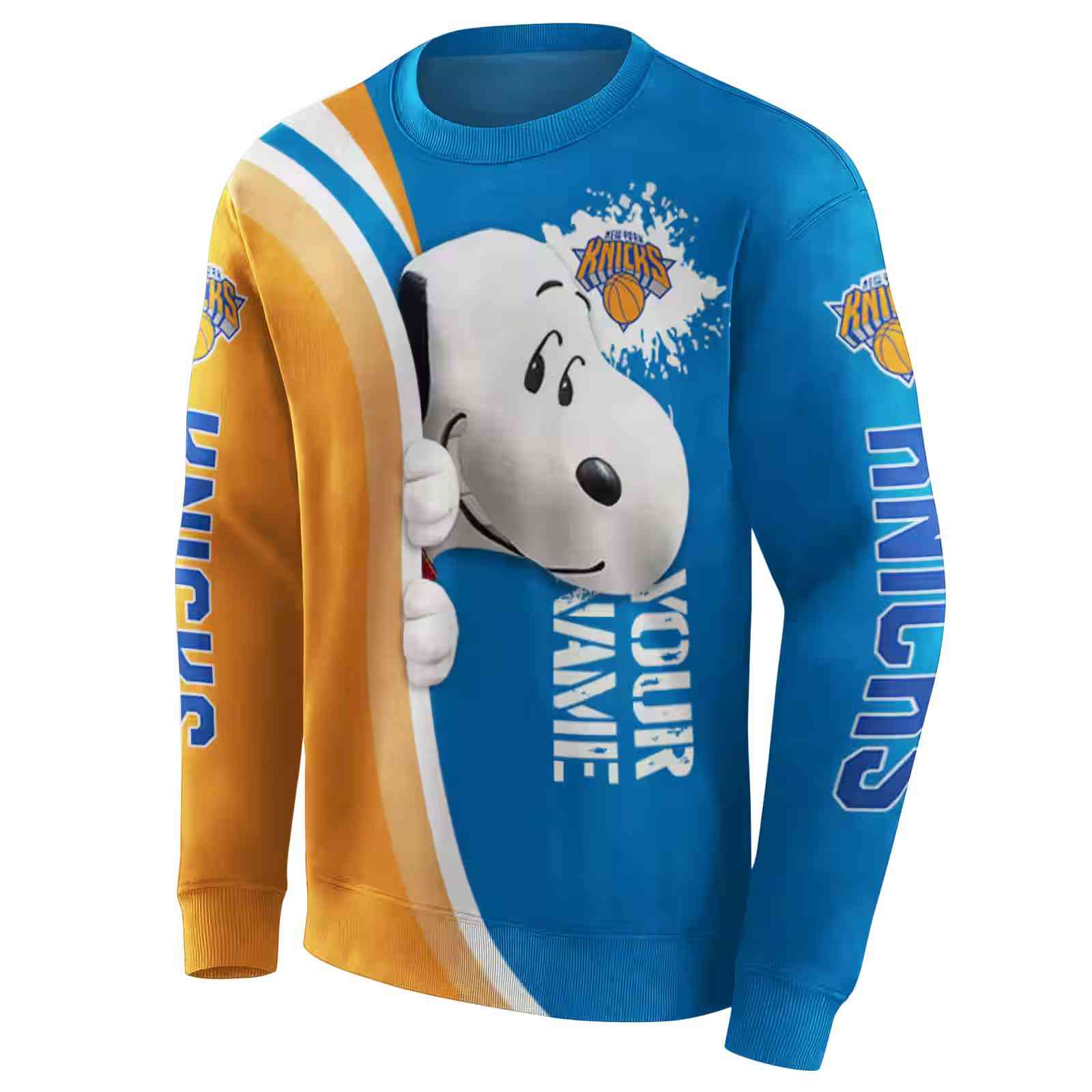 customized new york knicks peeking snoopy blue hoodie new arrival