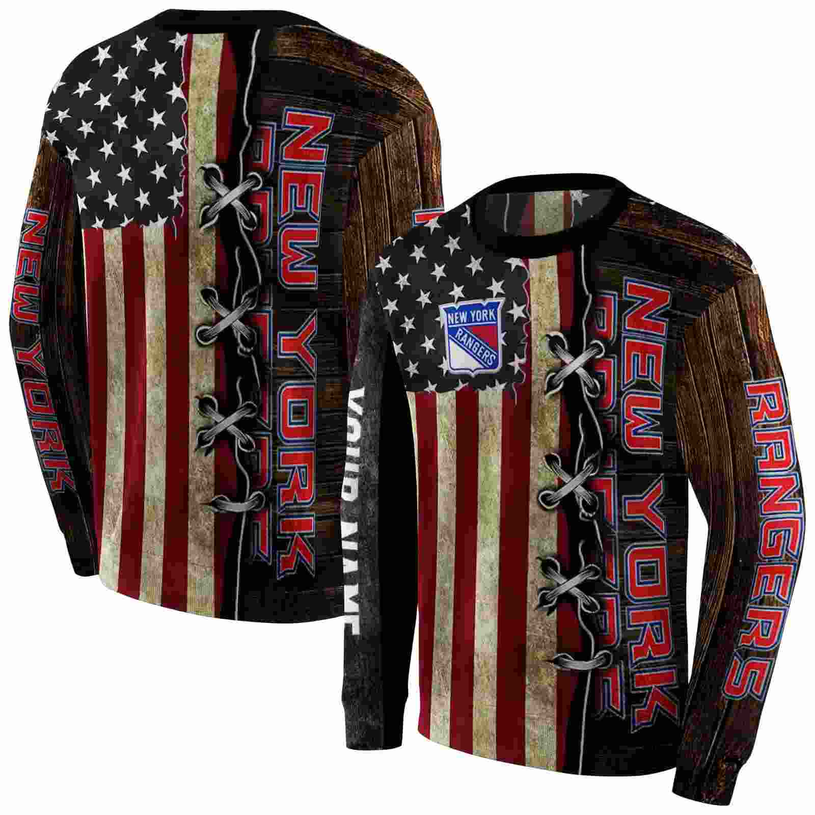 customized new york rangers american pride hoodie premium grade