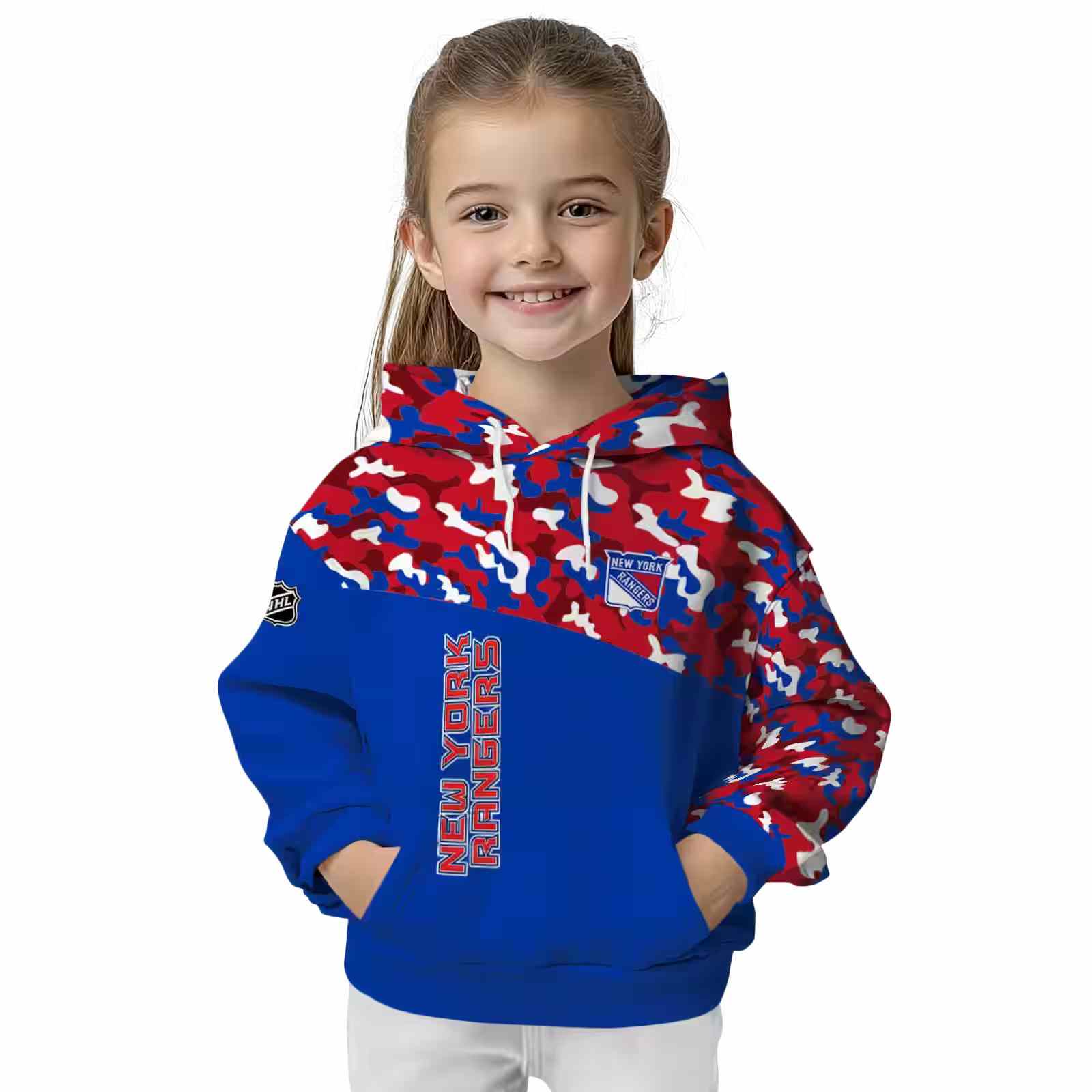 customized new york rangers camo pattern blue hoodie top rated