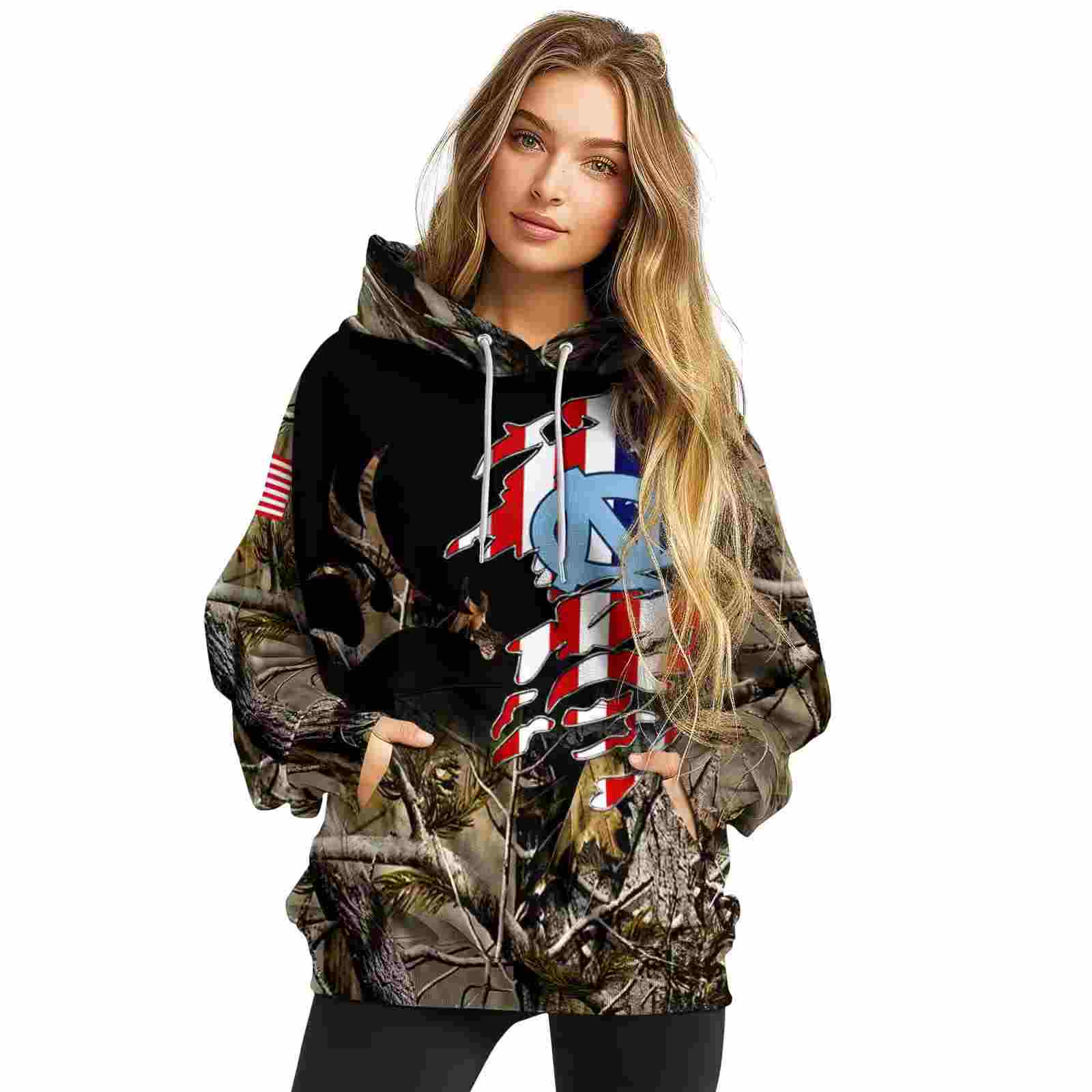 customized north carolina tar heels tree camo hoodie high quality