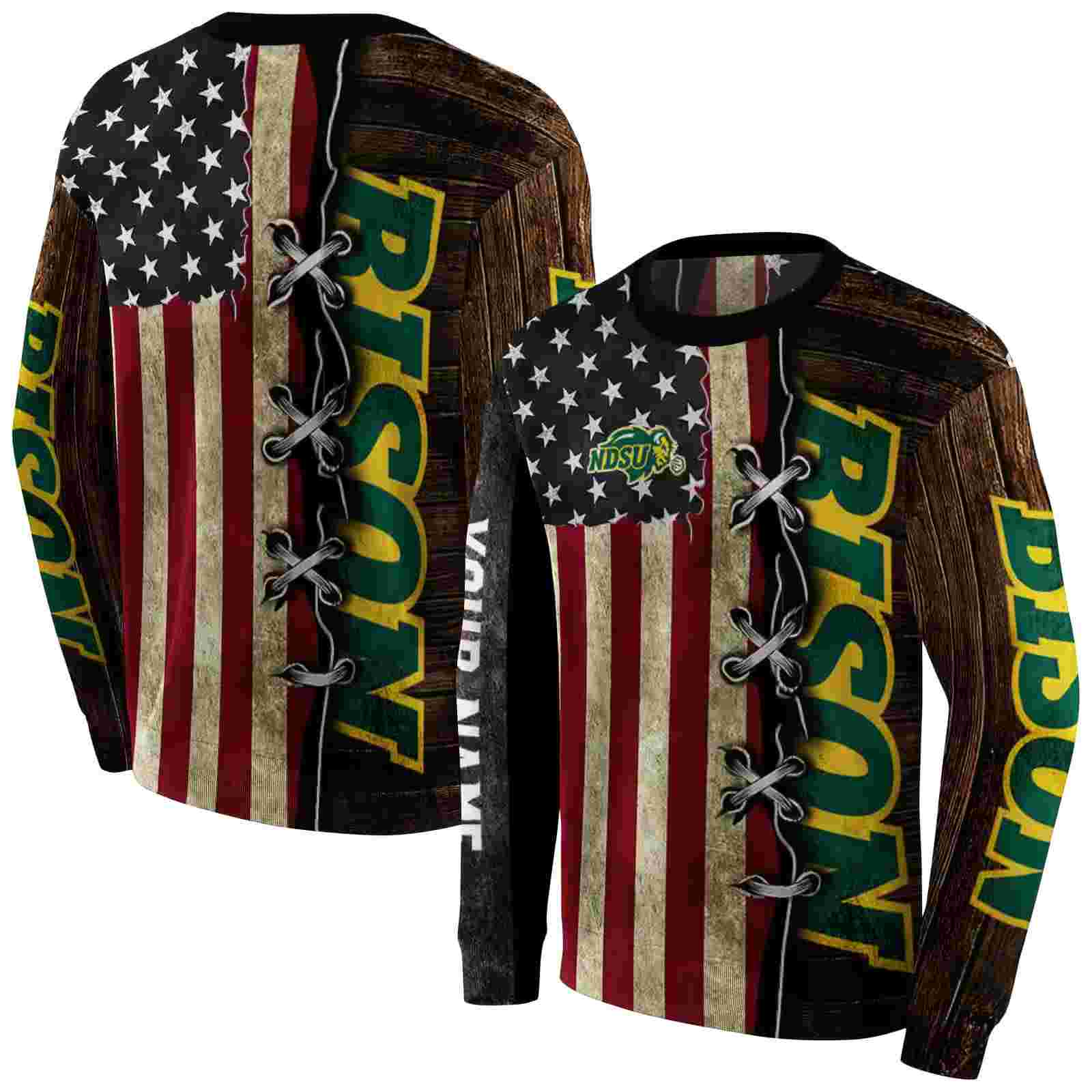 customized north dakota state bison american pride hoodie premium grade