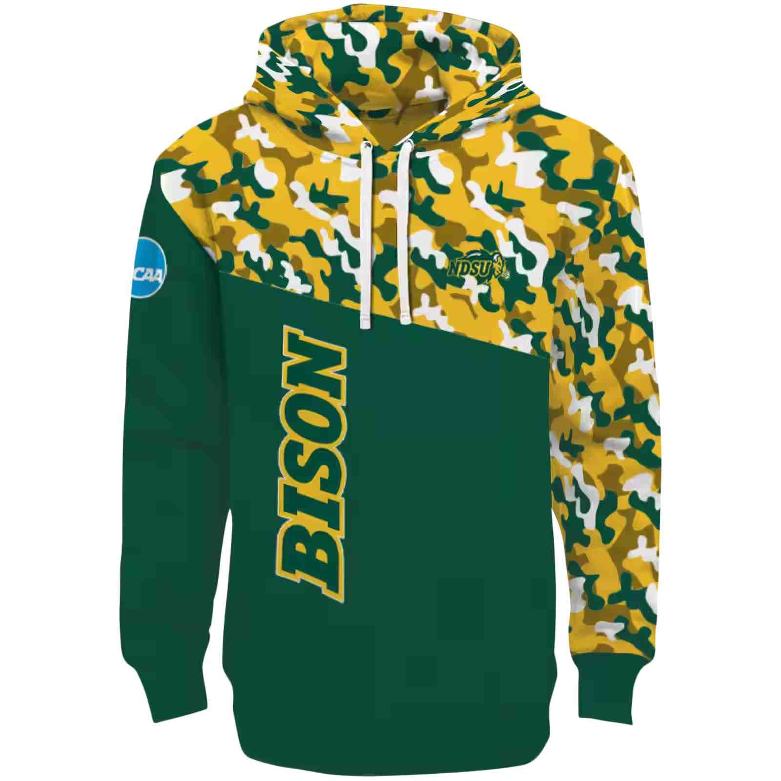 Customized North Dakota State Bison Camo Pattern Green Hoodie