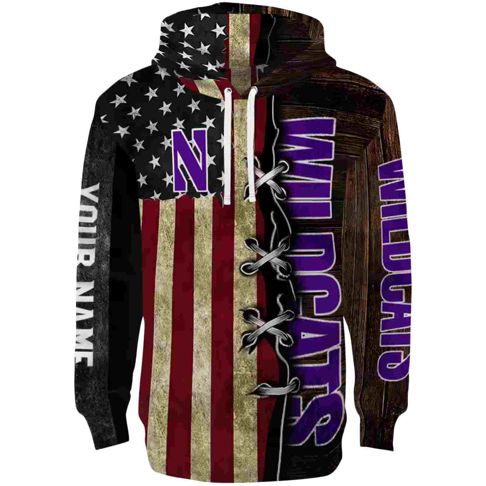 Customized Northwestern Wildcats American Pride Hoodie